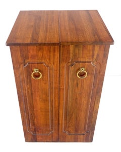 Solid Cherry & Brass Wooton Style Folding Box Shape Bar Liquor Cabinet Wheels