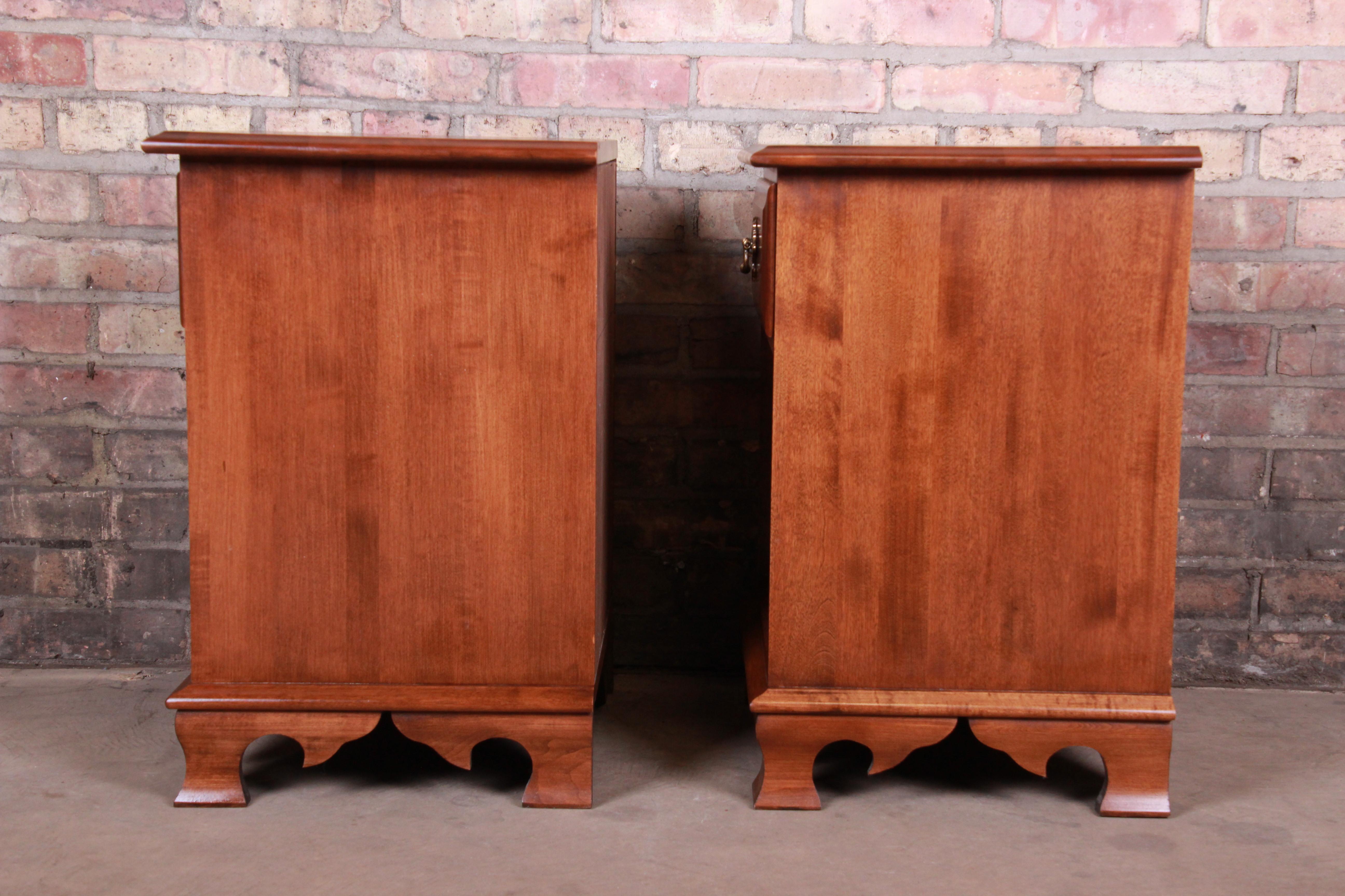 Solid Cherry Chippendale Style Nightstands by Moosehead Furniture, Pair 5
