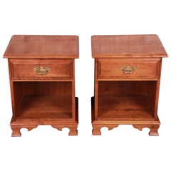 Vintage Solid Cherry Chippendale Style Nightstands by Moosehead Furniture, Pair