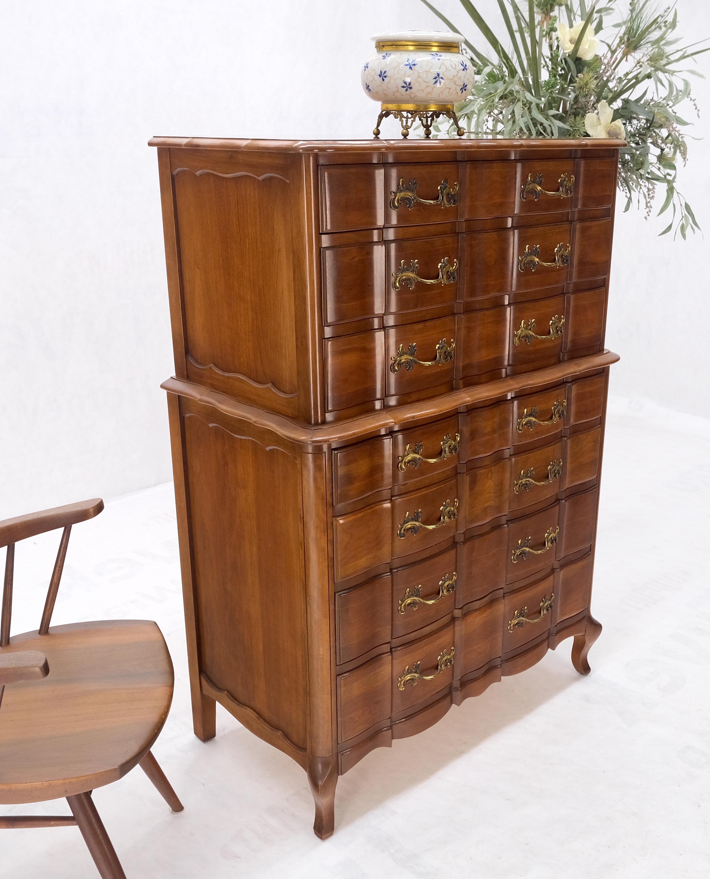 Solid Cherry Country French Brass Pulls 7 Drawers High Chest Dresser MINT!  For Sale 5