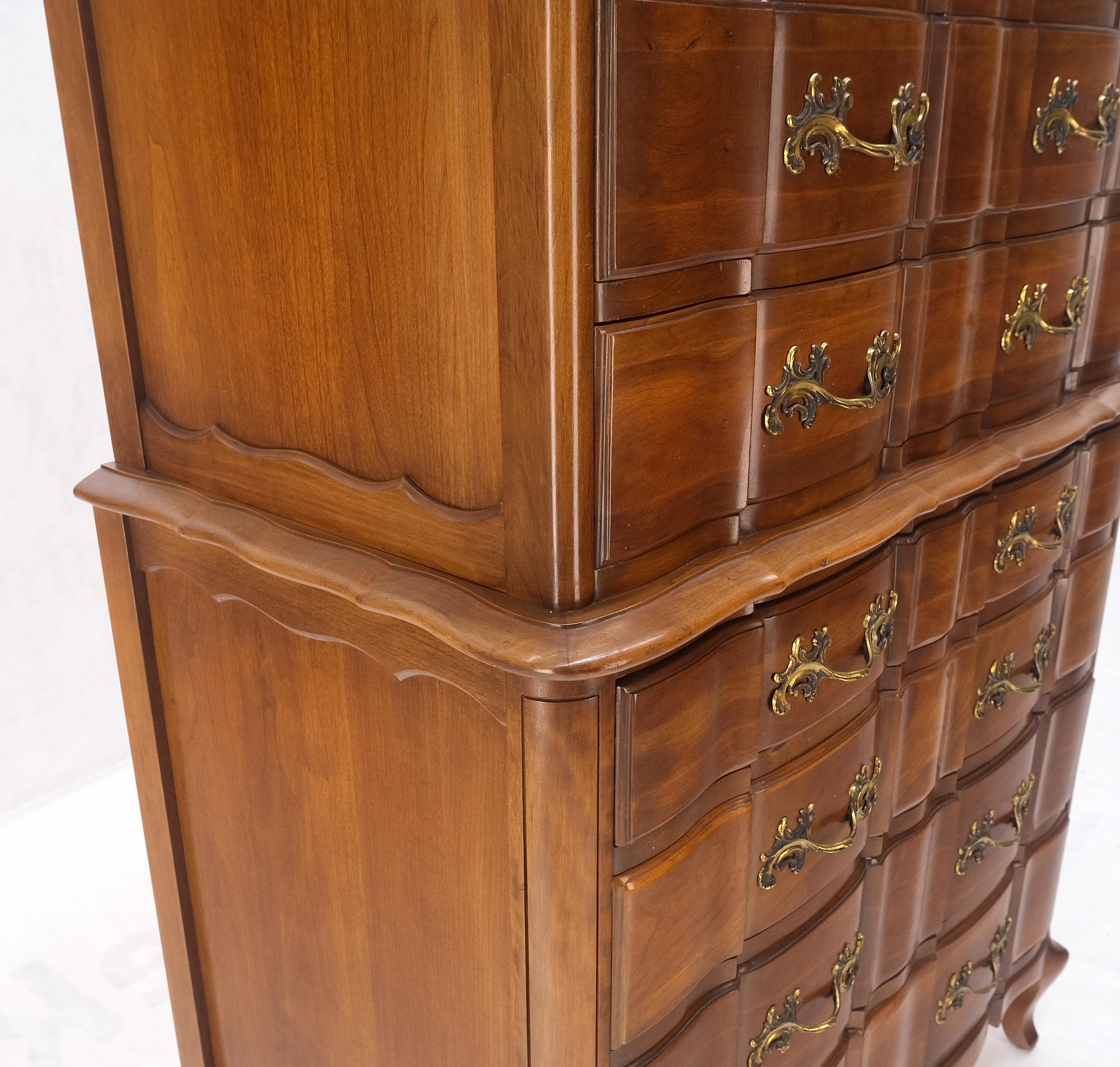 American Solid Cherry Country French Brass Pulls 7 Drawers High Chest Dresser MINT!  For Sale
