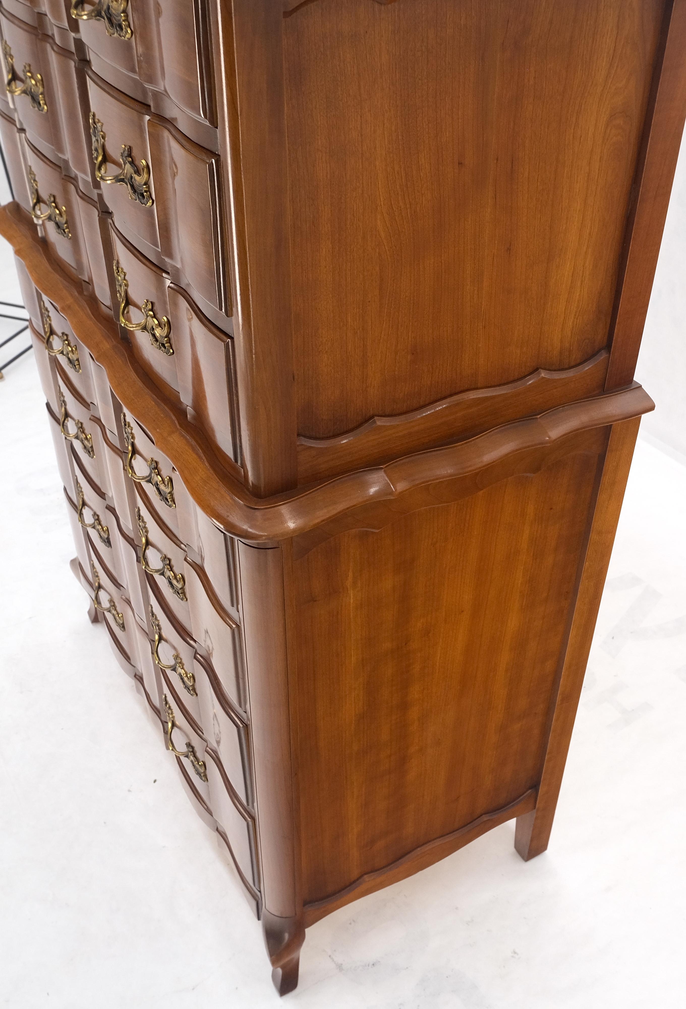Lacquered Solid Cherry Country French Brass Pulls 7 Drawers High Chest Dresser MINT!  For Sale