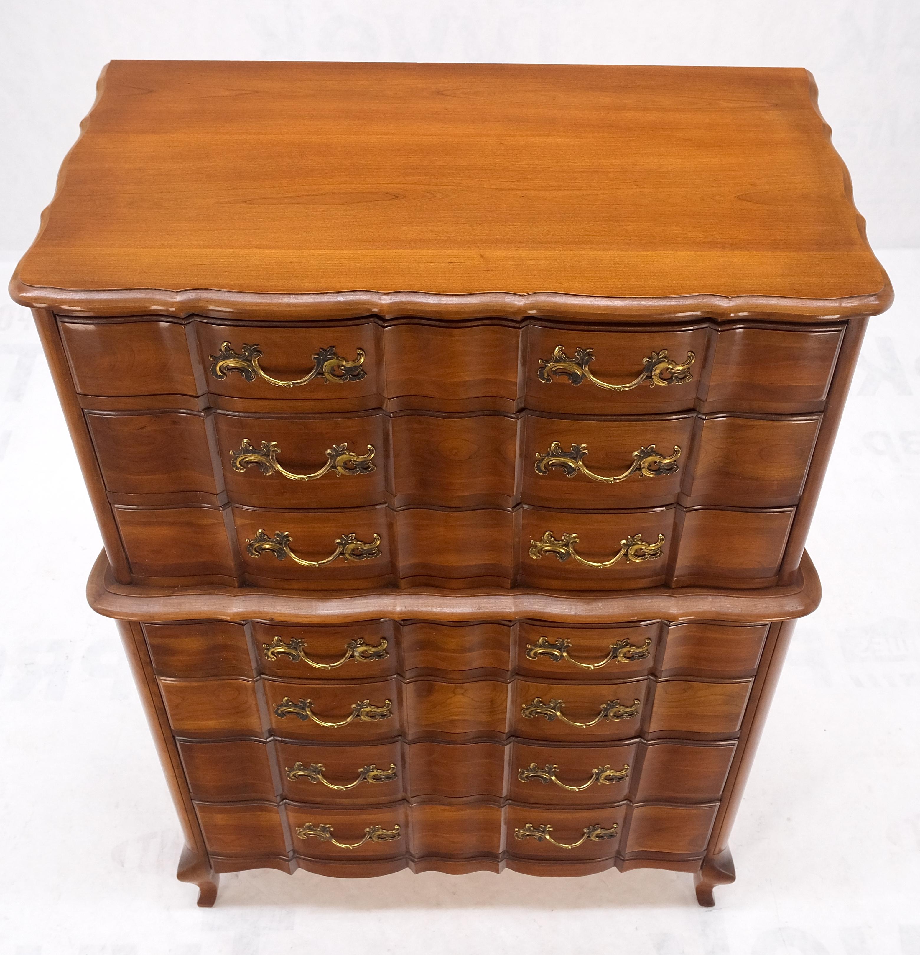 Solid Cherry Country French Brass Pulls 7 Drawers High Chest Dresser MINT!  In Good Condition For Sale In Rockaway, NJ
