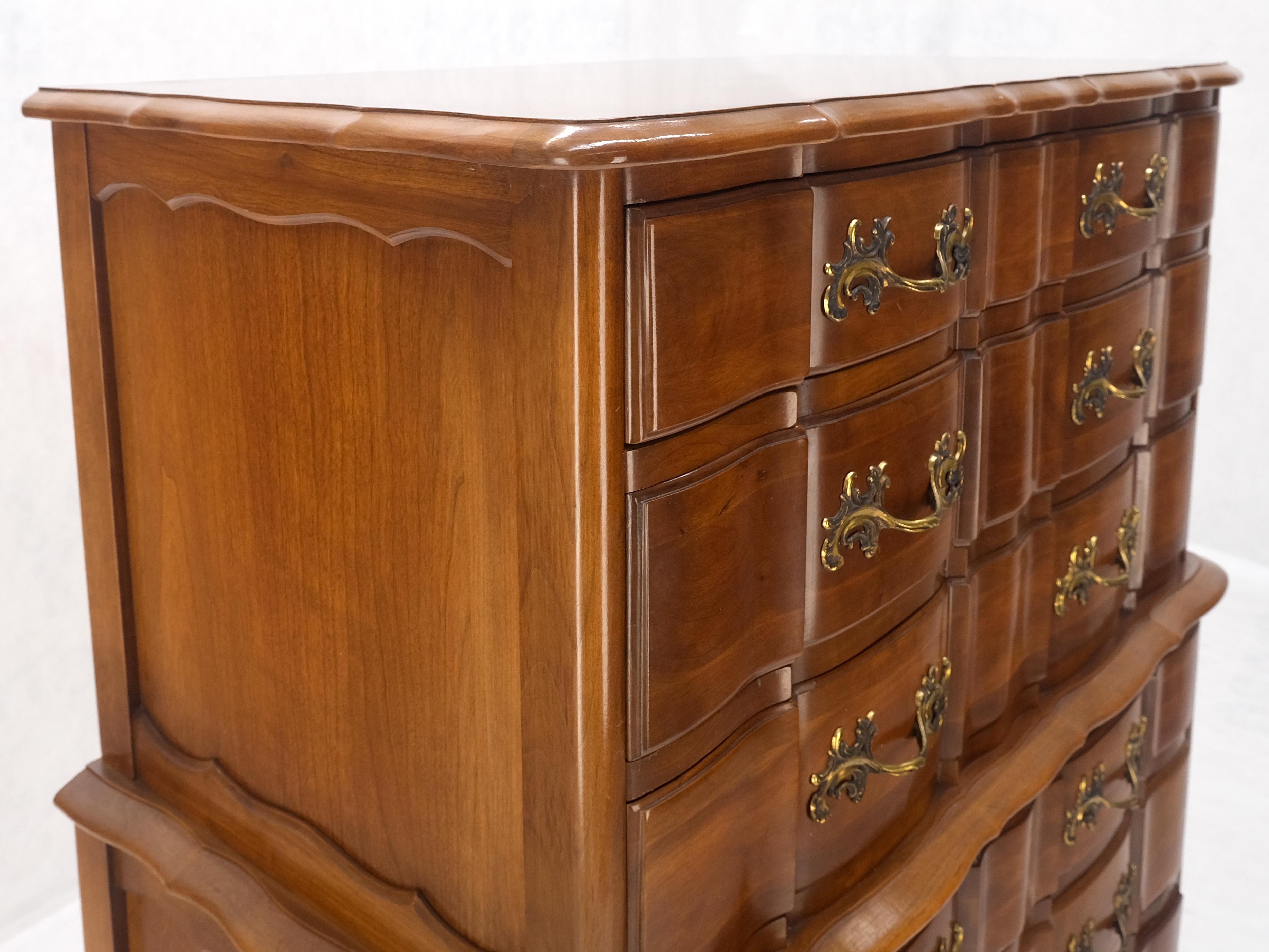 20th Century Solid Cherry Country French Brass Pulls 7 Drawers High Chest Dresser MINT!  For Sale