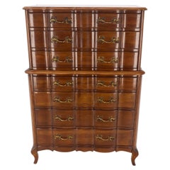 Solid Cherry Country French Brass Pulls 7 Drawers High Chest Dresser MINT! 