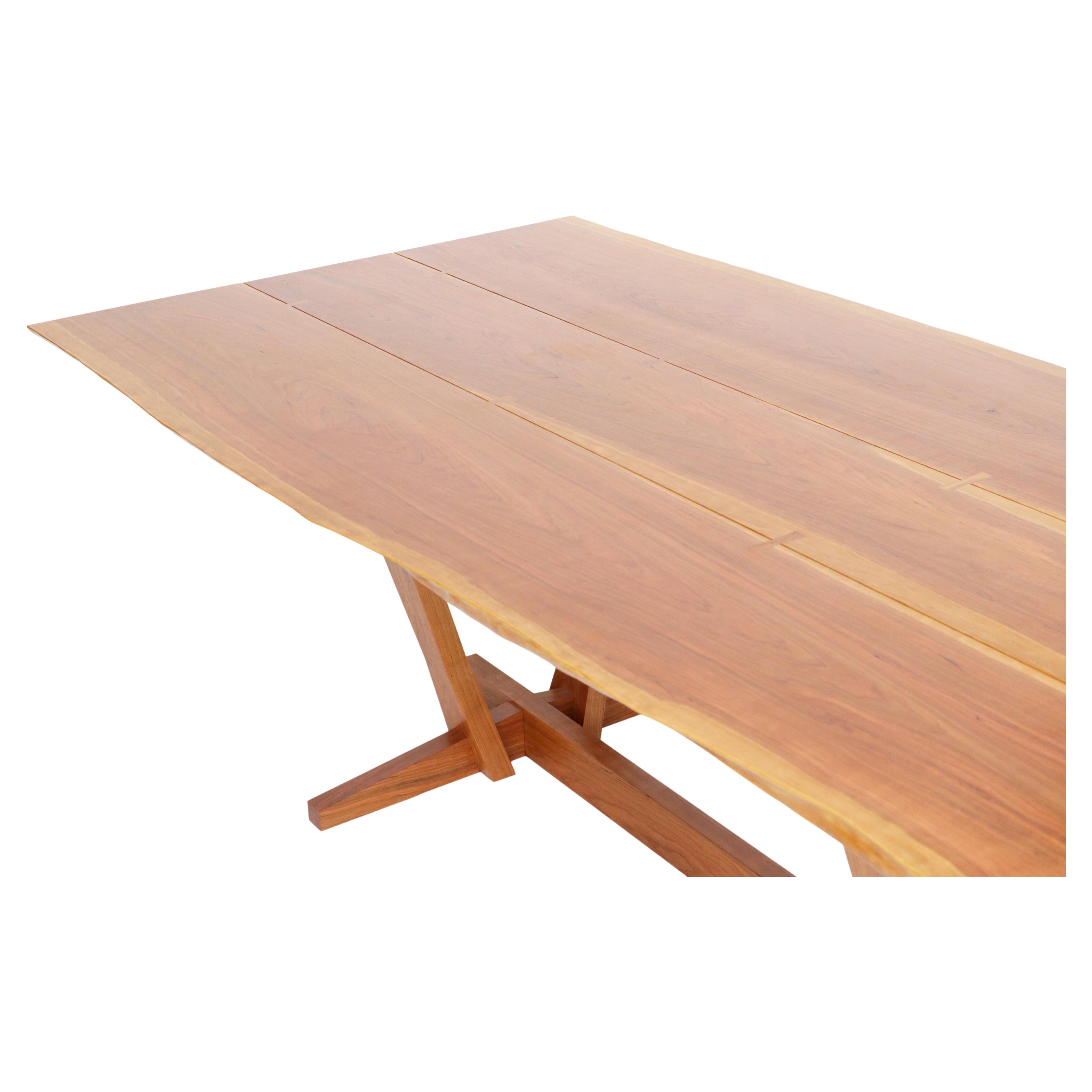Solid Cherry Dining Table with Traditional Trestle Base For Sale