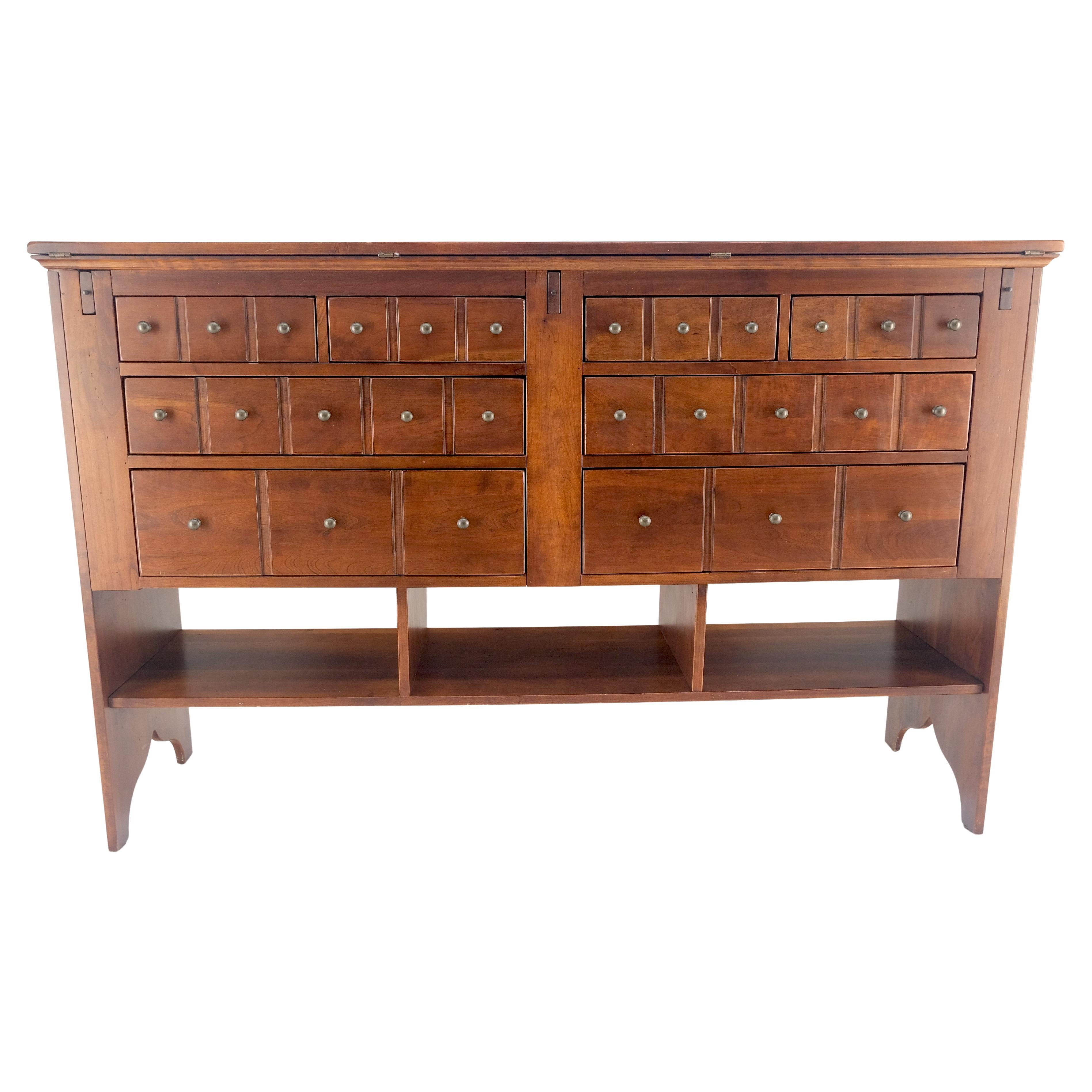 American Solid Cherry Flip Top Table Apothecary Cabinet Console Credenza Sideboard MINT