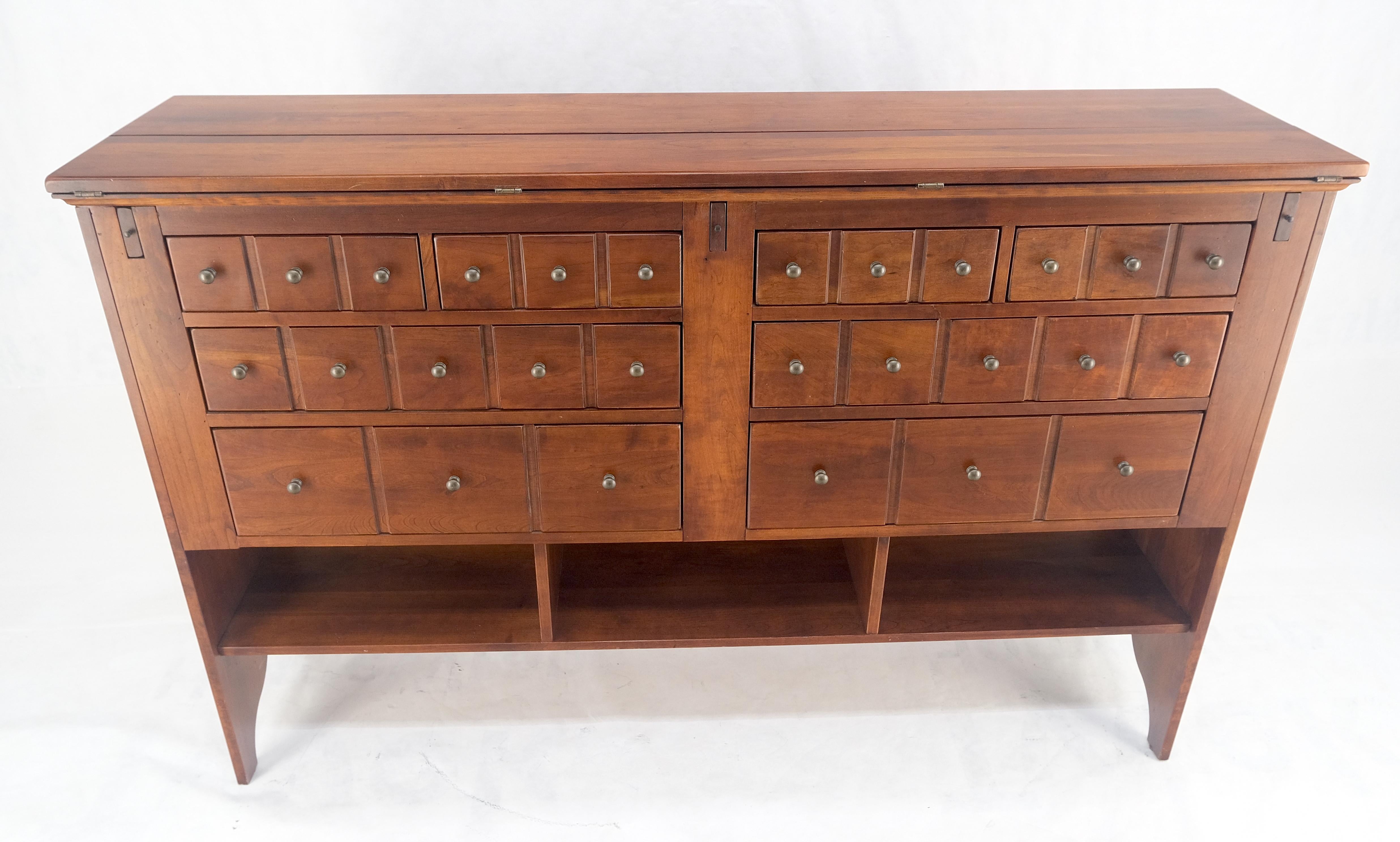 Solid Cherry Flip Top Table Apothecary Cabinet Console Credenza Sideboard MINT In Excellent Condition In Rockaway, NJ