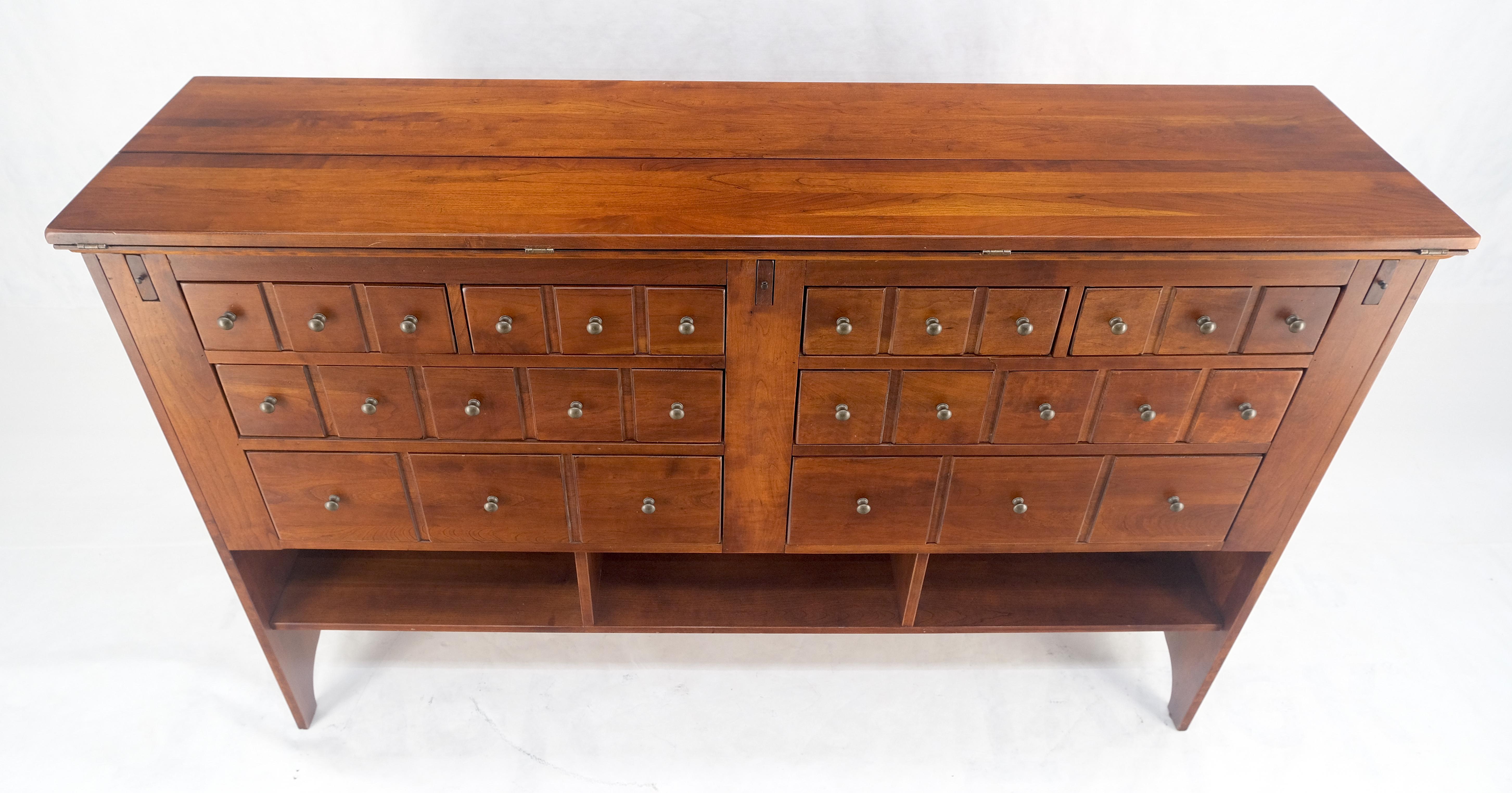 Brass Solid Cherry Flip Top Table Apothecary Cabinet Console Credenza Sideboard MINT