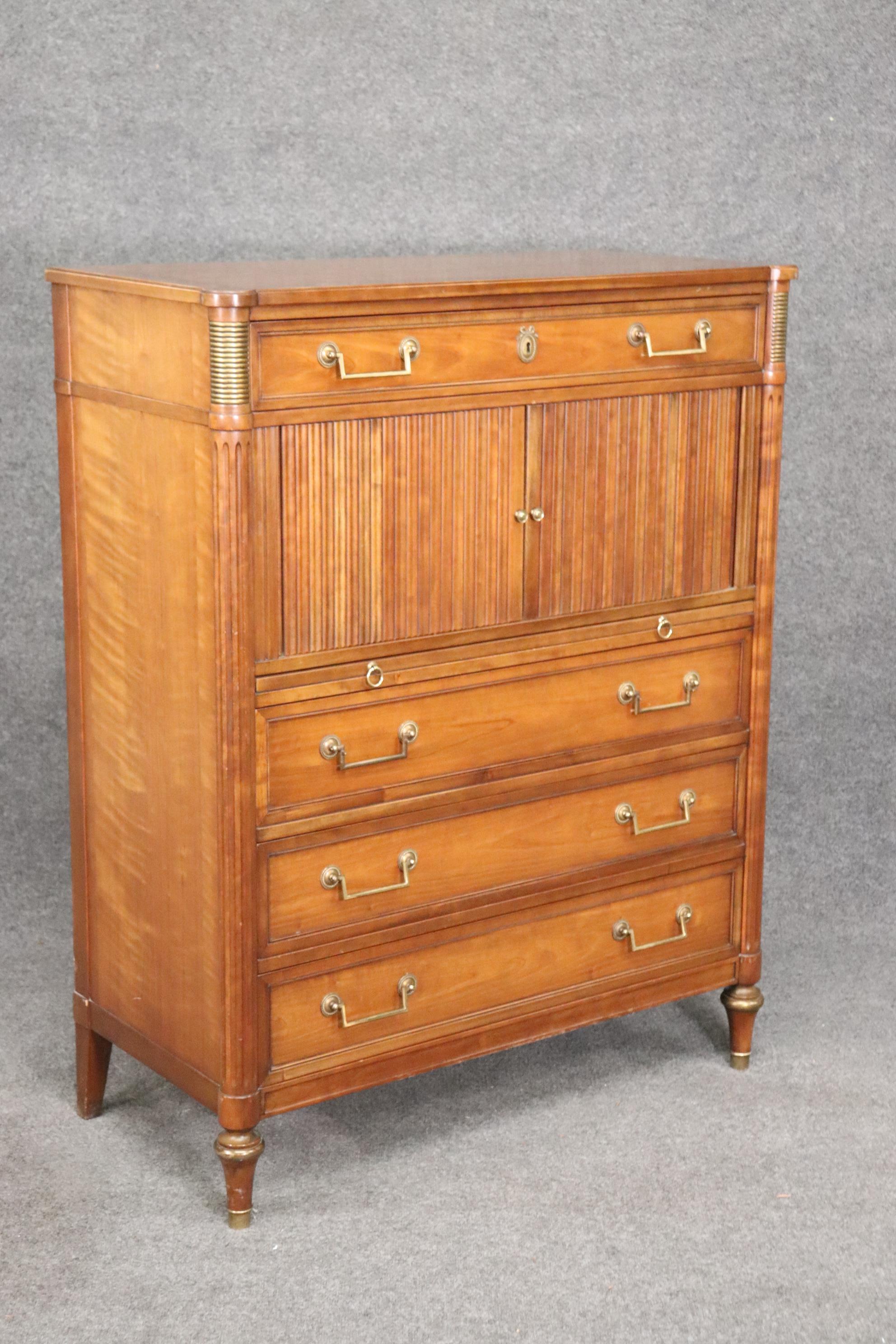 Solid Cherry Kindel Belvedere Dresser Tall Chest with Tambor Doors at