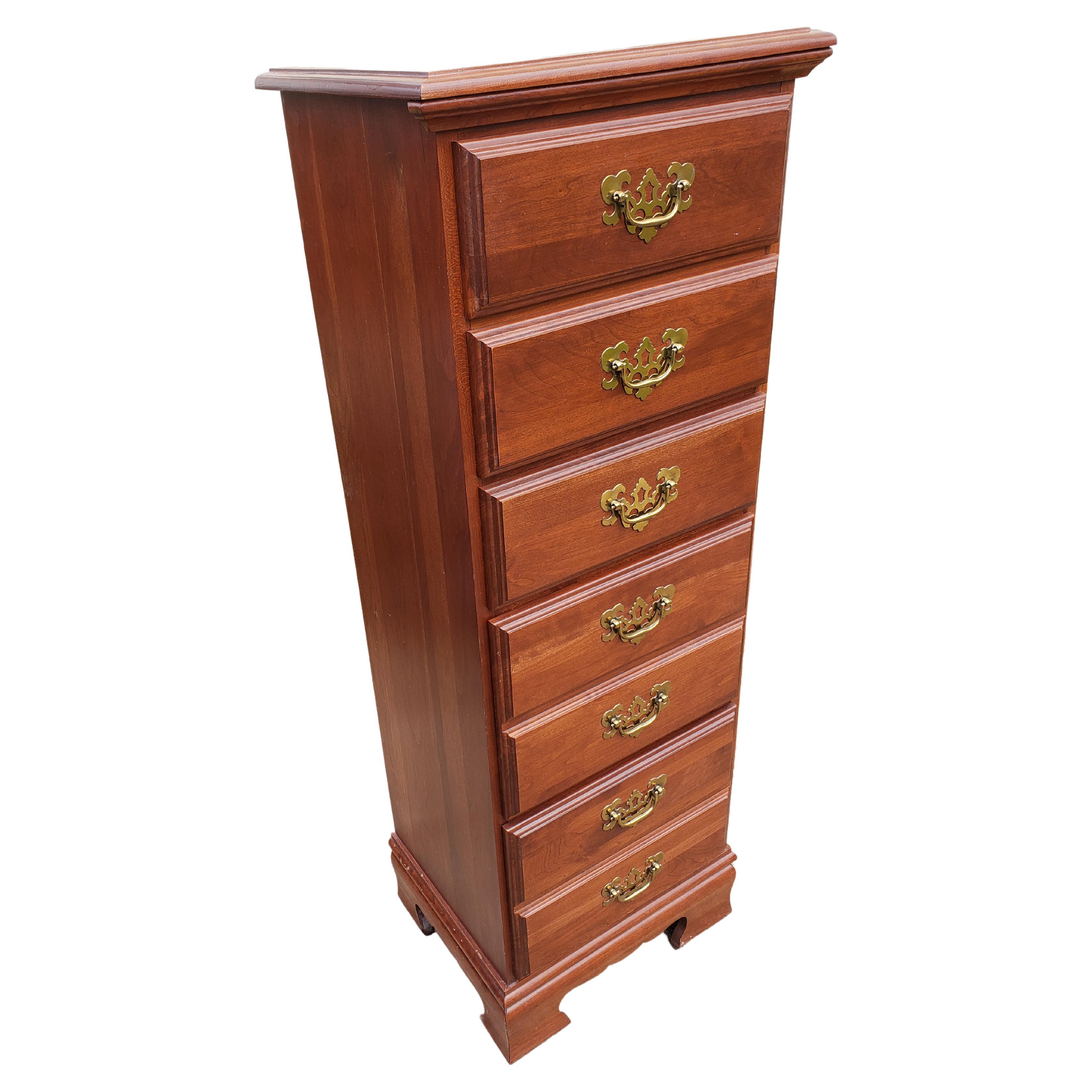 Chippendale Solid Cherry Lingerie Chest of Drawers, Circa 1980s For Sale