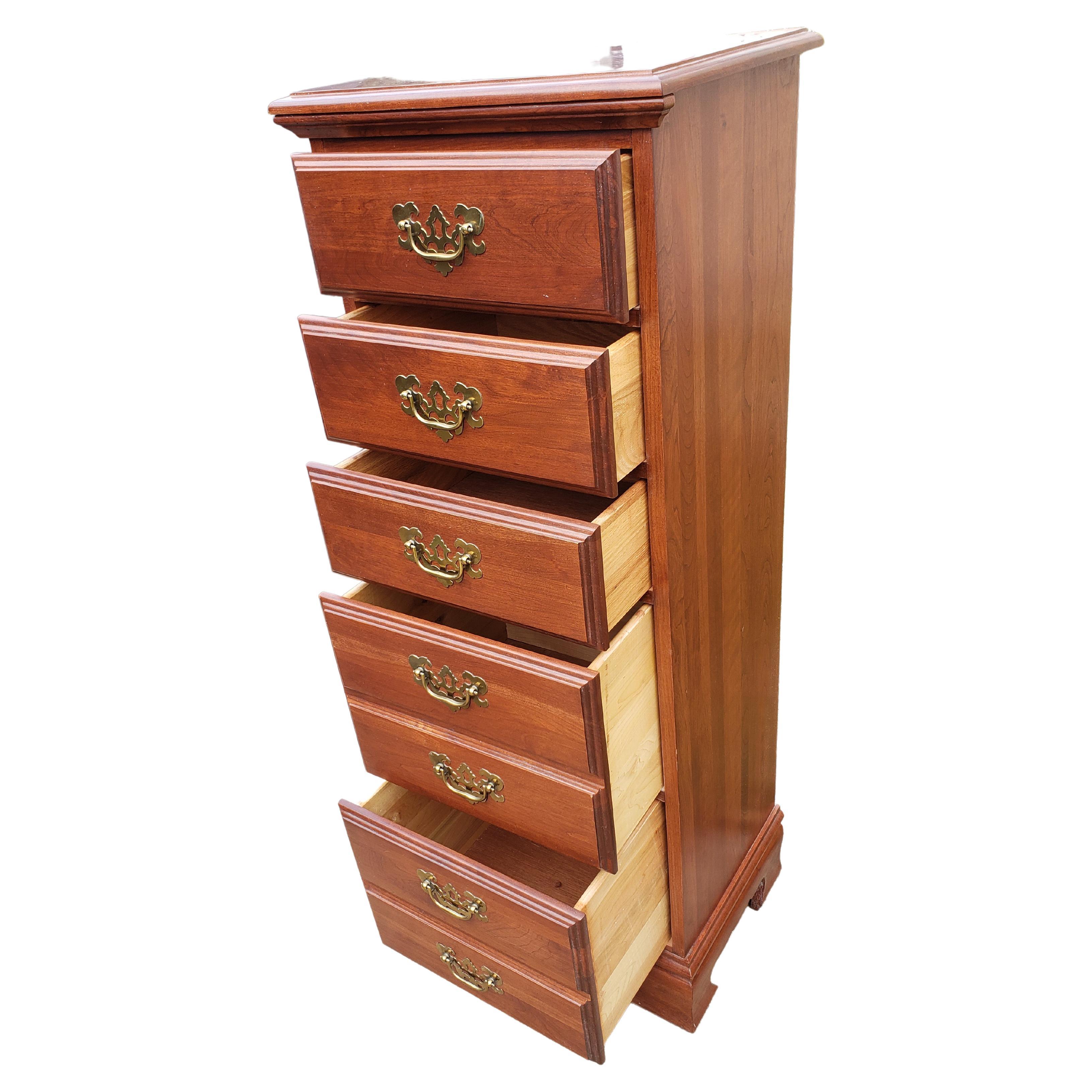 American Solid Cherry Lingerie Chest of Drawers, Circa 1980s For Sale