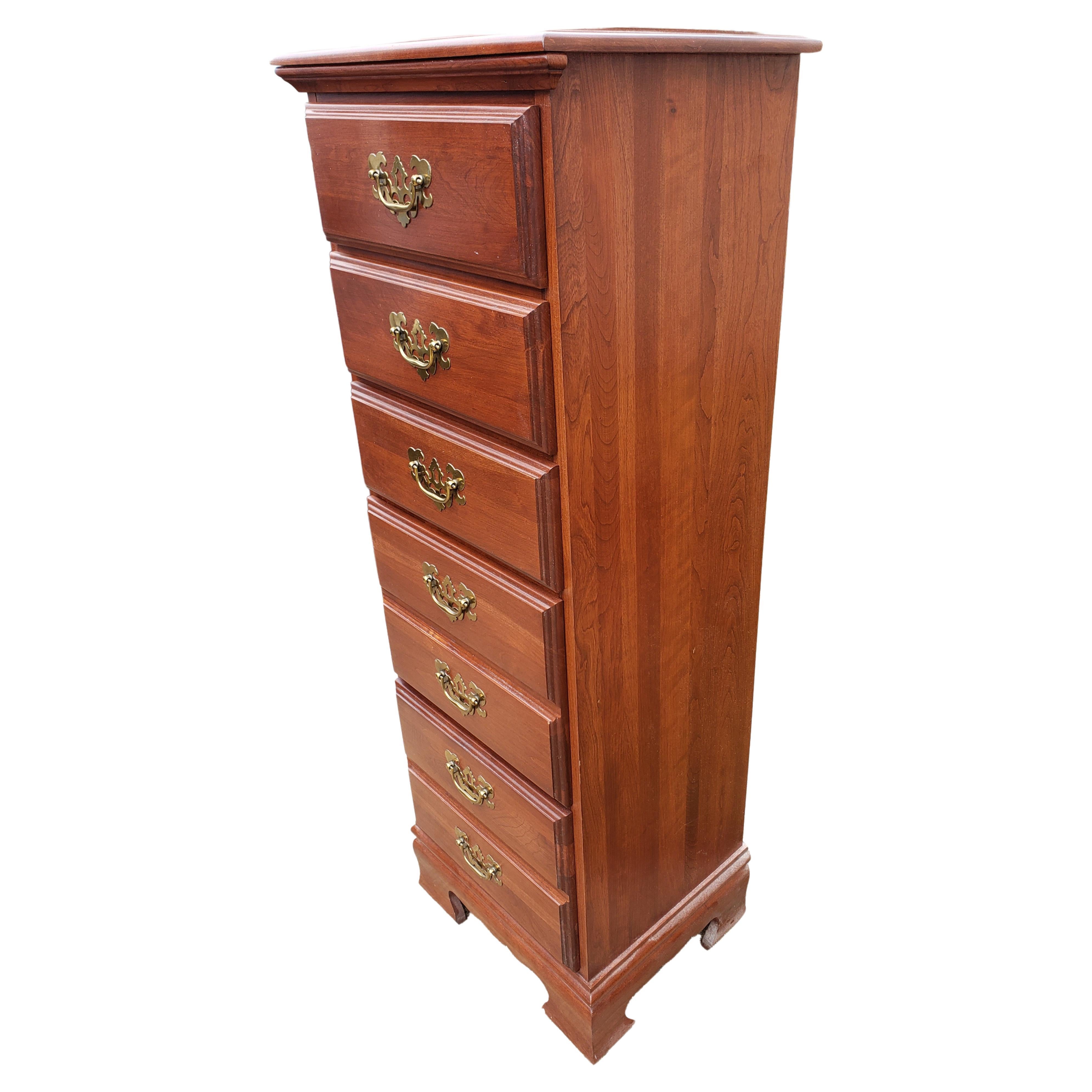 Solid Cherry Lingerie Chest of Drawers, Circa 1980s For Sale 1