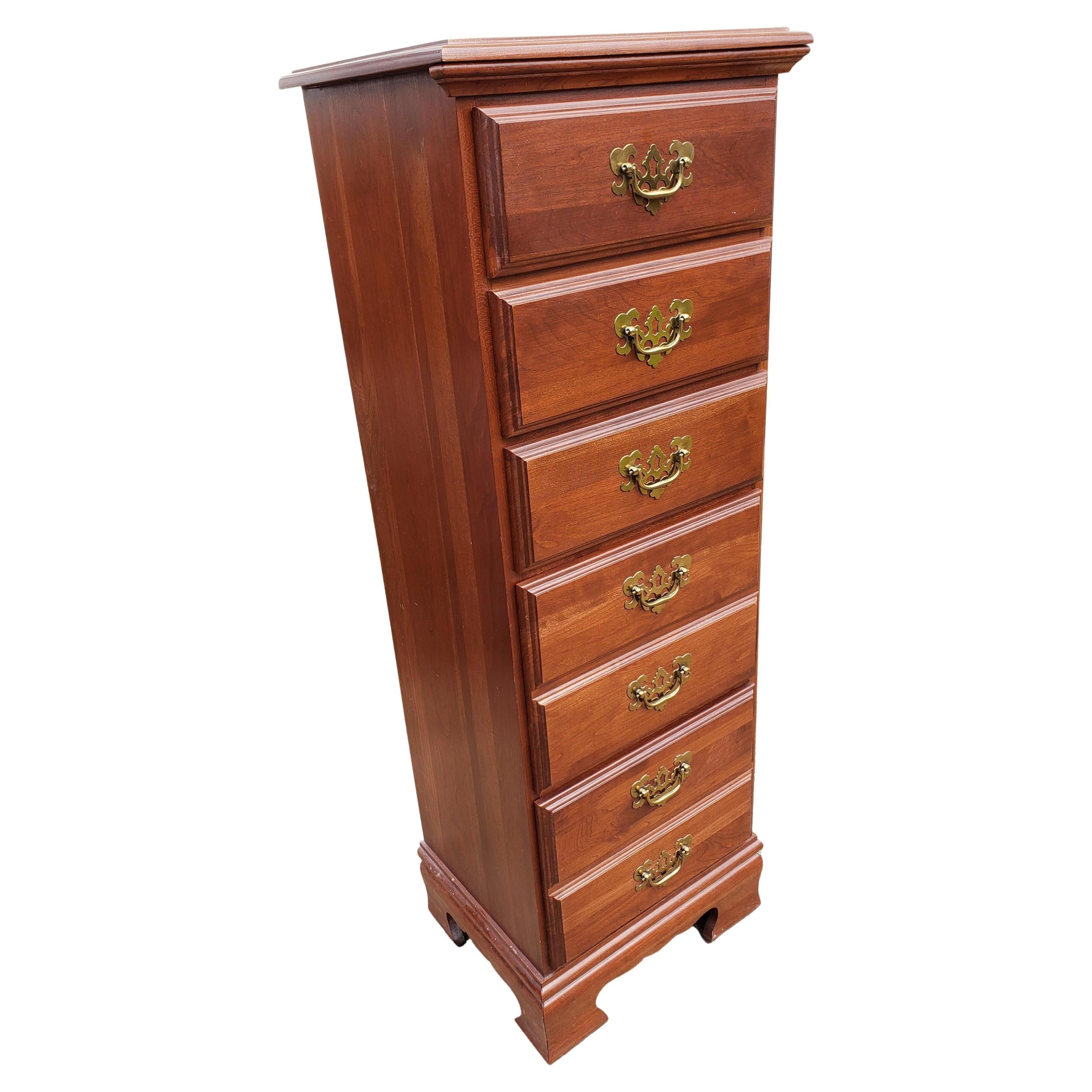 Solid Cherry Lingerie Chest of Drawers, Circa 1980s For Sale