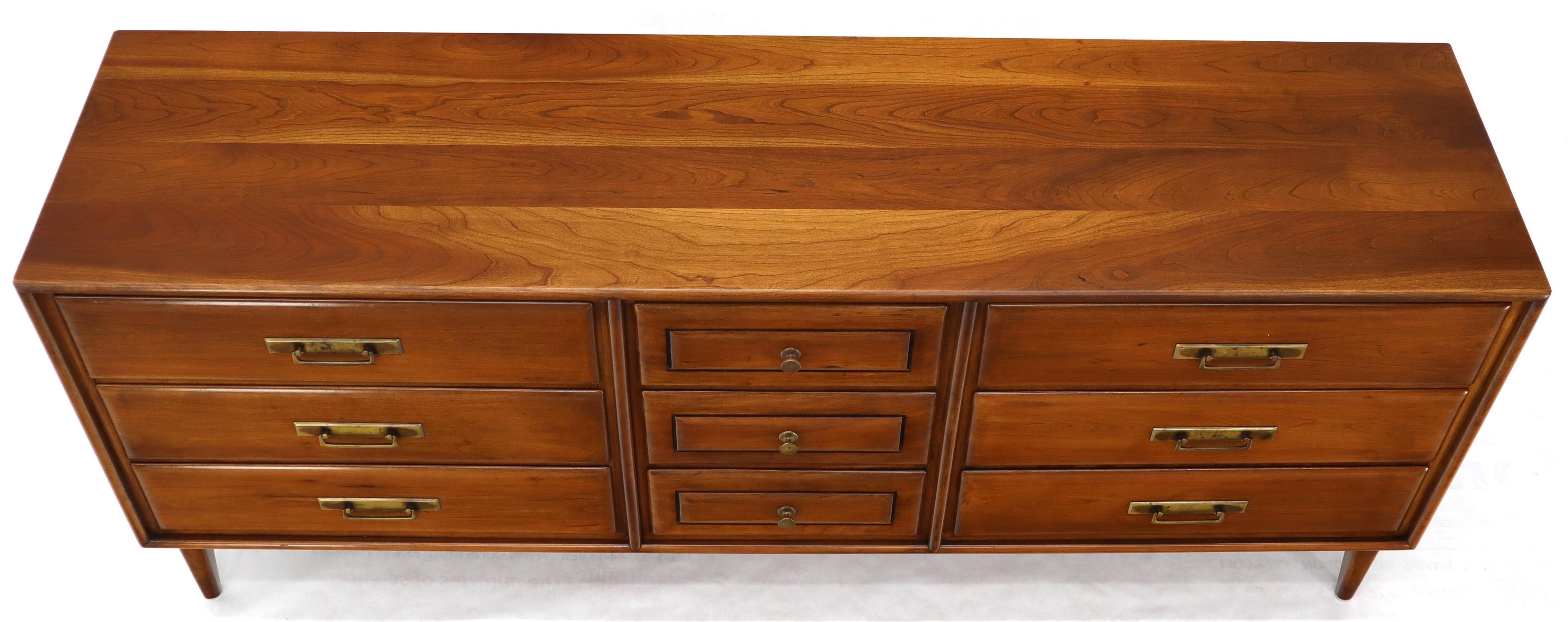 American Solid Cherry Mid-Century Modern Triple Dresser by Haywood Wakefiled