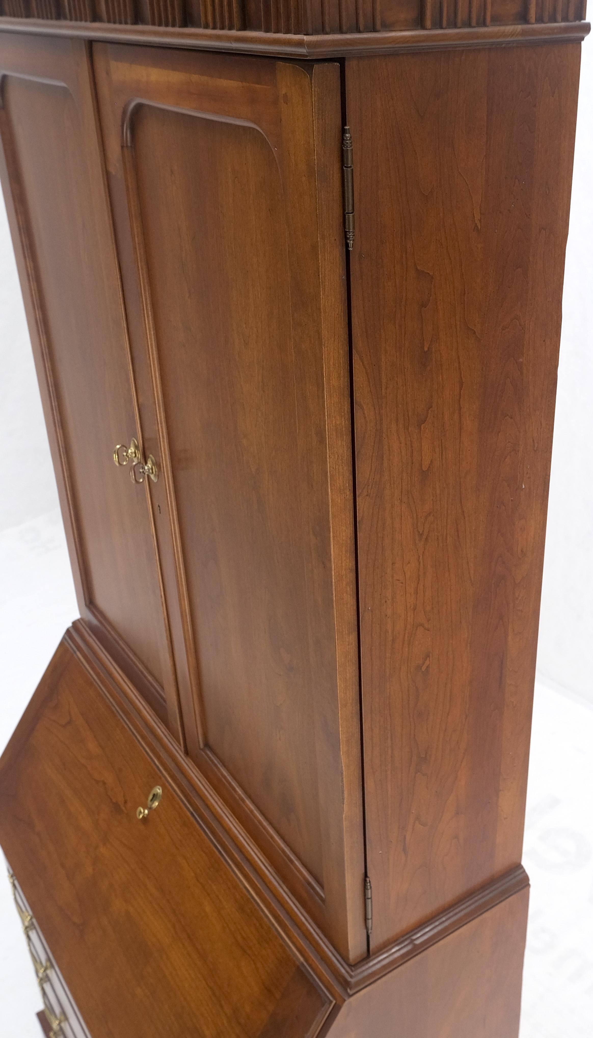 Solid Cherry Multi Compartment Drop Front Secretary Desk w/ Drawer File Cabinet For Sale 3