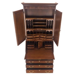 Solid Cherry Multi Compartment Drop Front Secretary Desk w/ Drawer File Cabinet