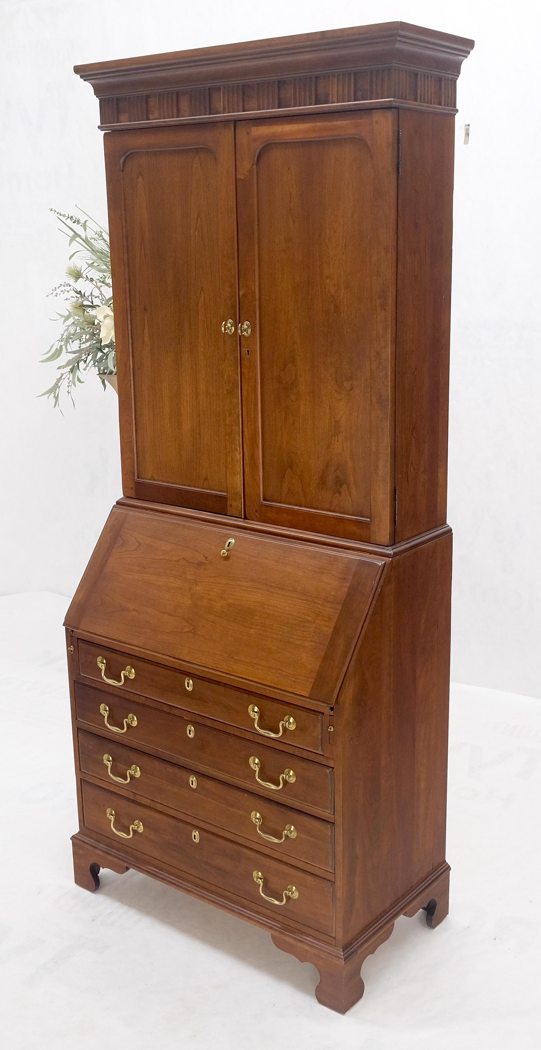 Federal Solid Cherry Multi Compartment Drop Front Secretary Desk w/ Drawer File Cabinet For Sale