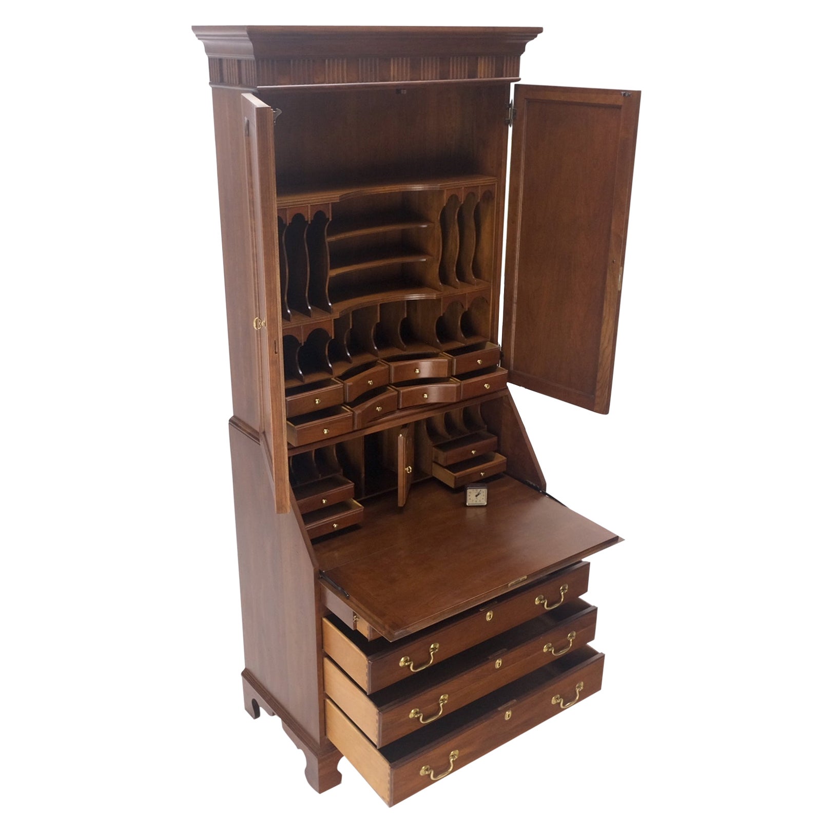 Massive Kirsche Multi Compartment Drop Front Sekretär Schreibtisch w / Schublade File Cabinet