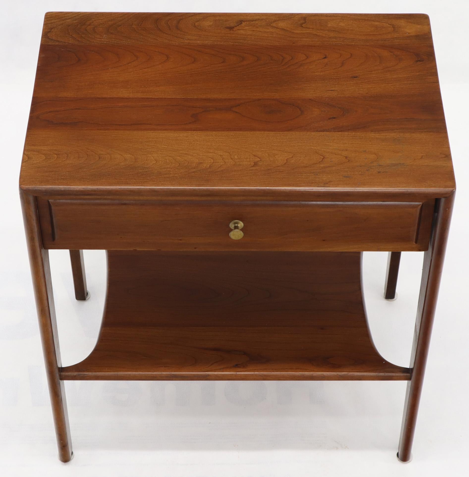 American Solid Cherry One Drawer End Table Nightstand Mid-Century Modern