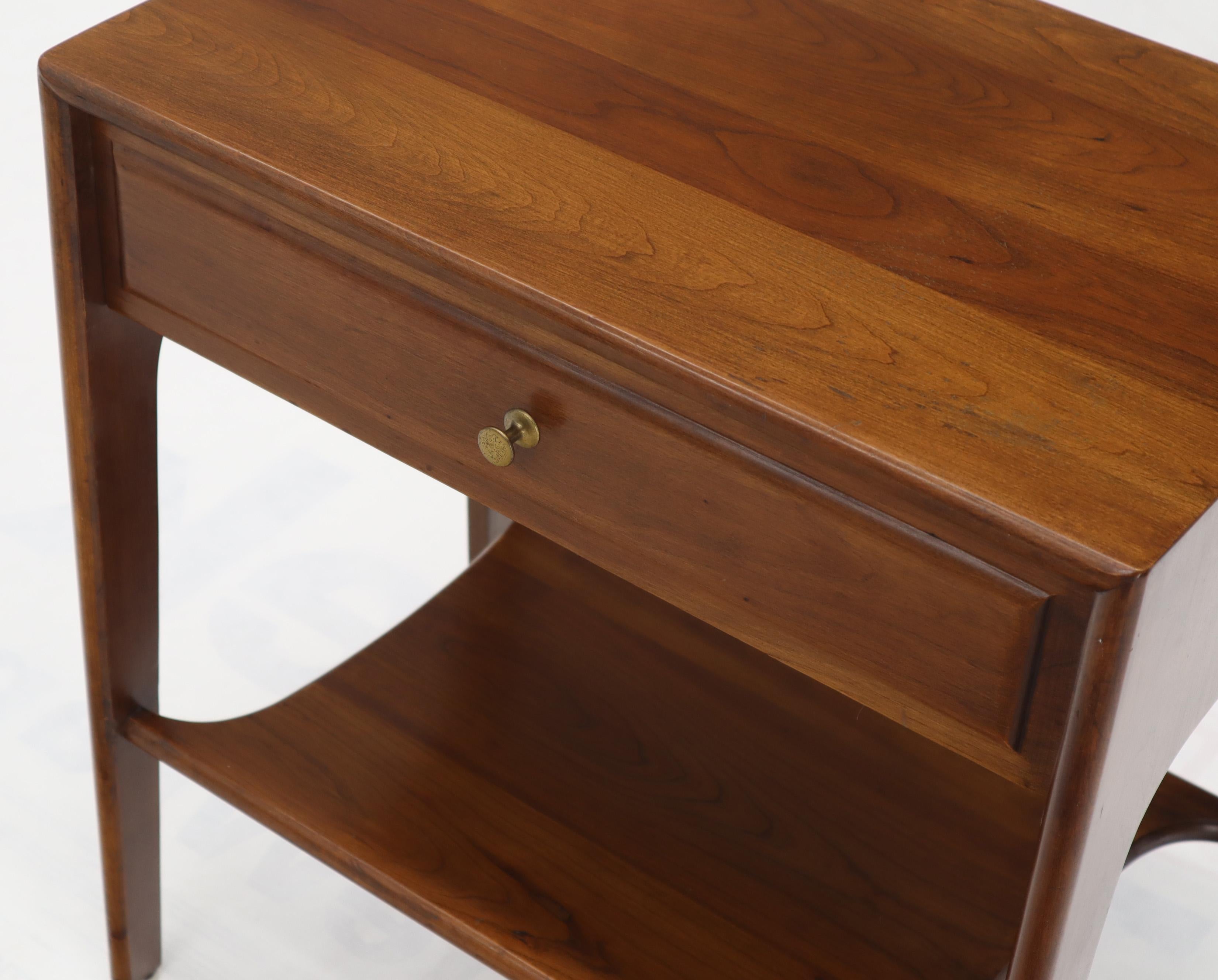 Lacquered Solid Cherry One Drawer End Table Nightstand Mid-Century Modern