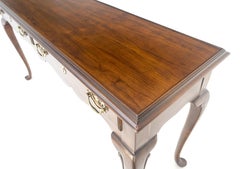 Solid Cherry Queen Ann Style Brass Drop Pulls Two Drawers Console Table MINT