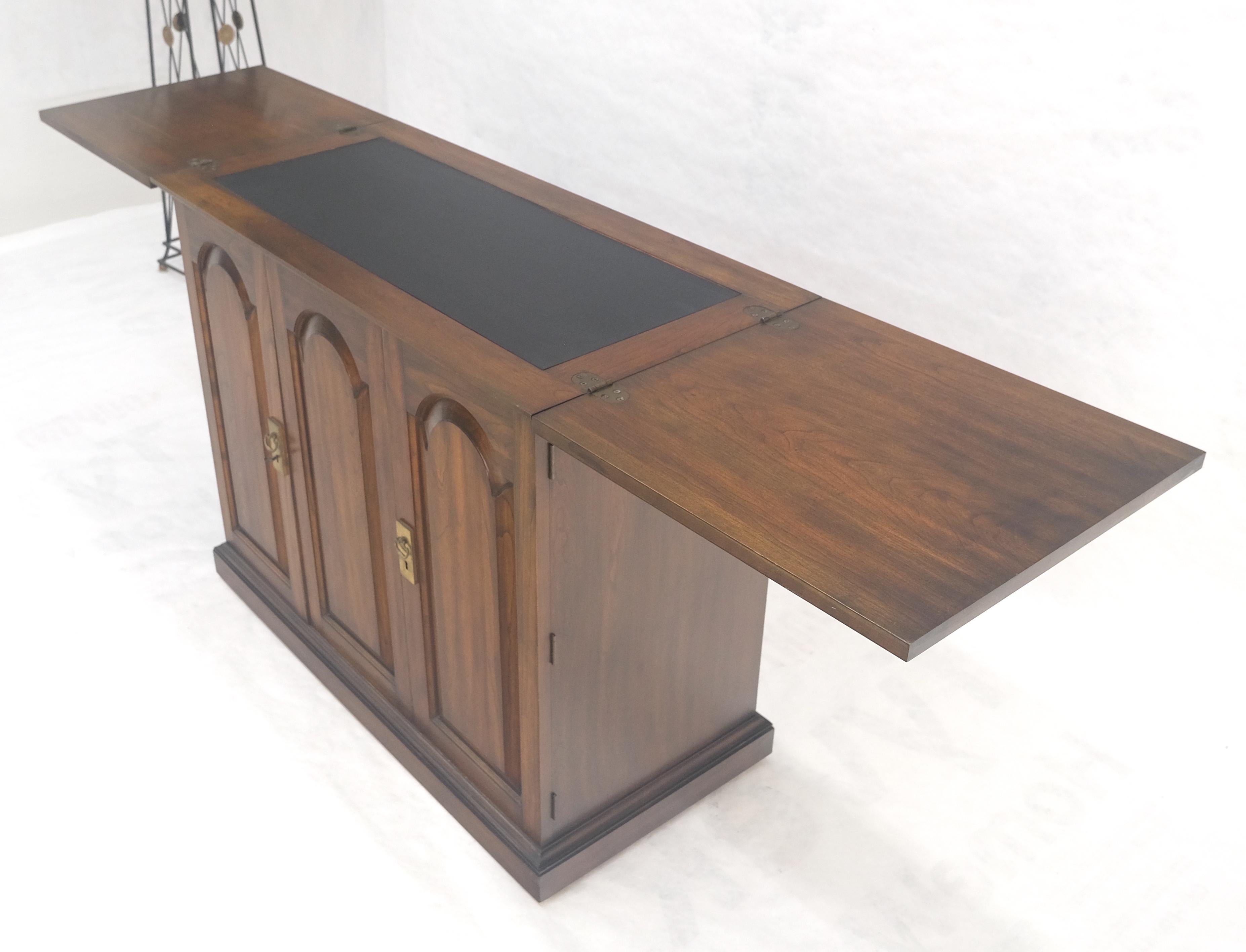 Solid Cherry Raised Panel Doors Liquor Bar Serving Flip Top Cabinet MINT For Sale 3