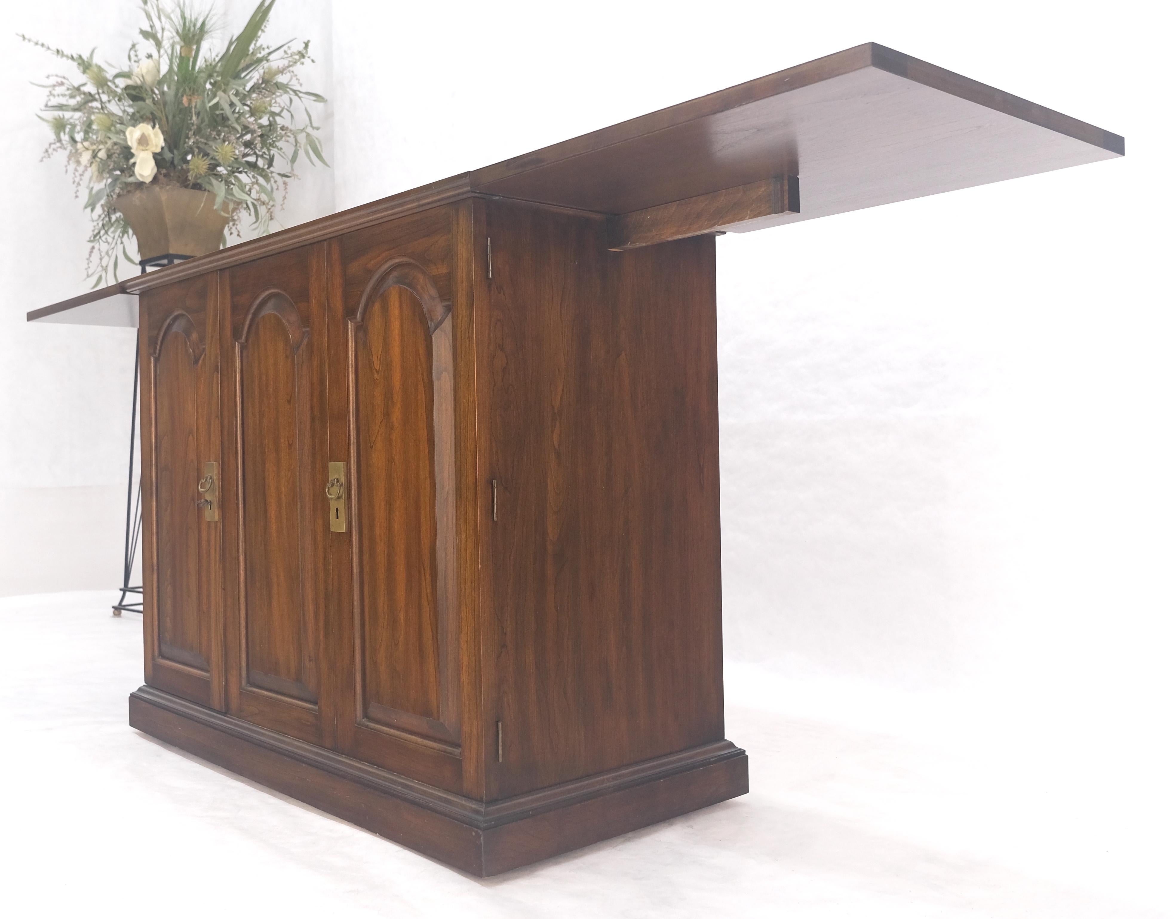 Solid Cherry Raised Panel Doors Liquor Bar Serving Flip Top Cabinet MINT For Sale 4