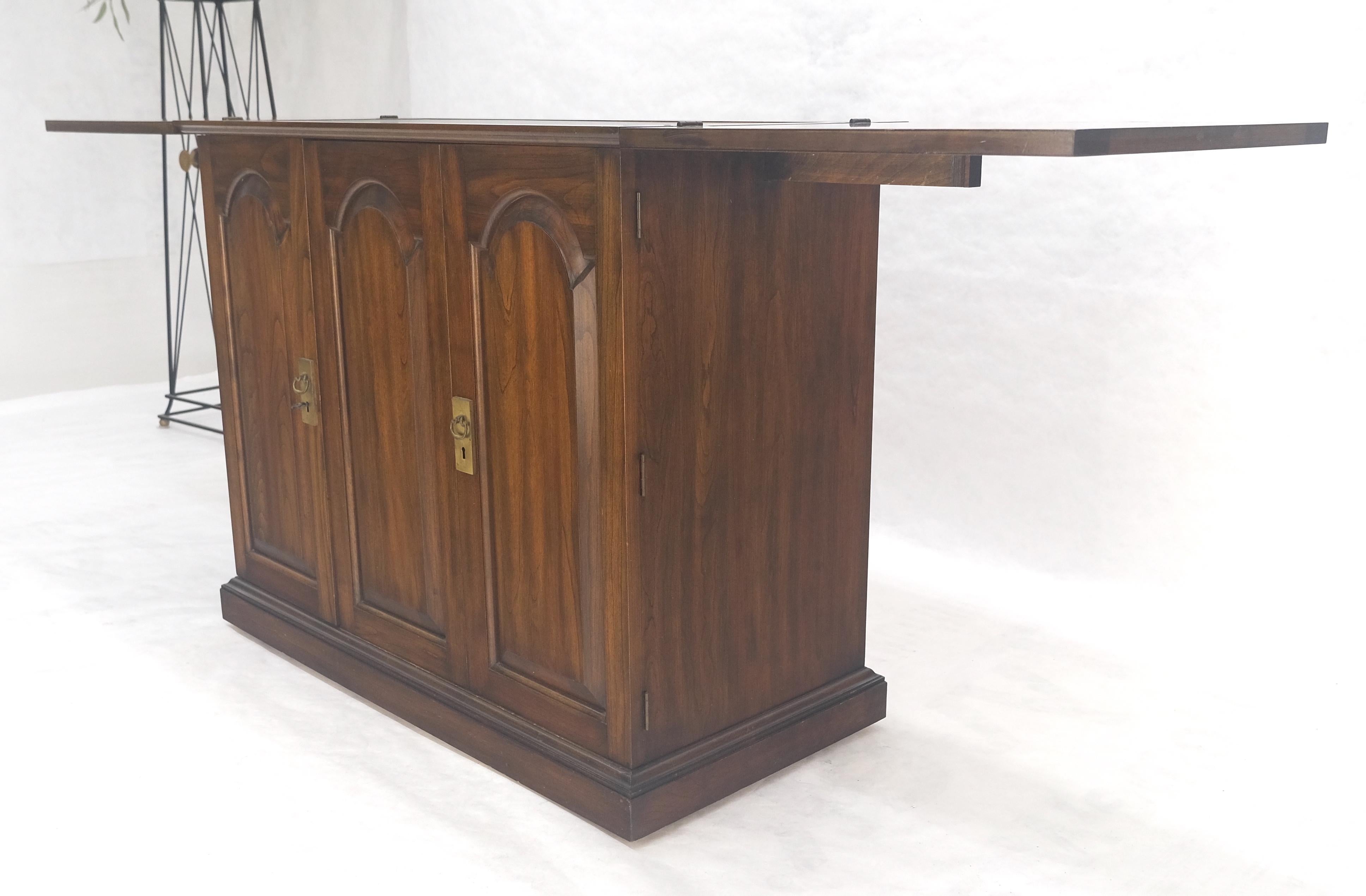 Solid Cherry Raised Panel Doors Liquor Bar Serving Flip Top Cabinet MINT For Sale 5