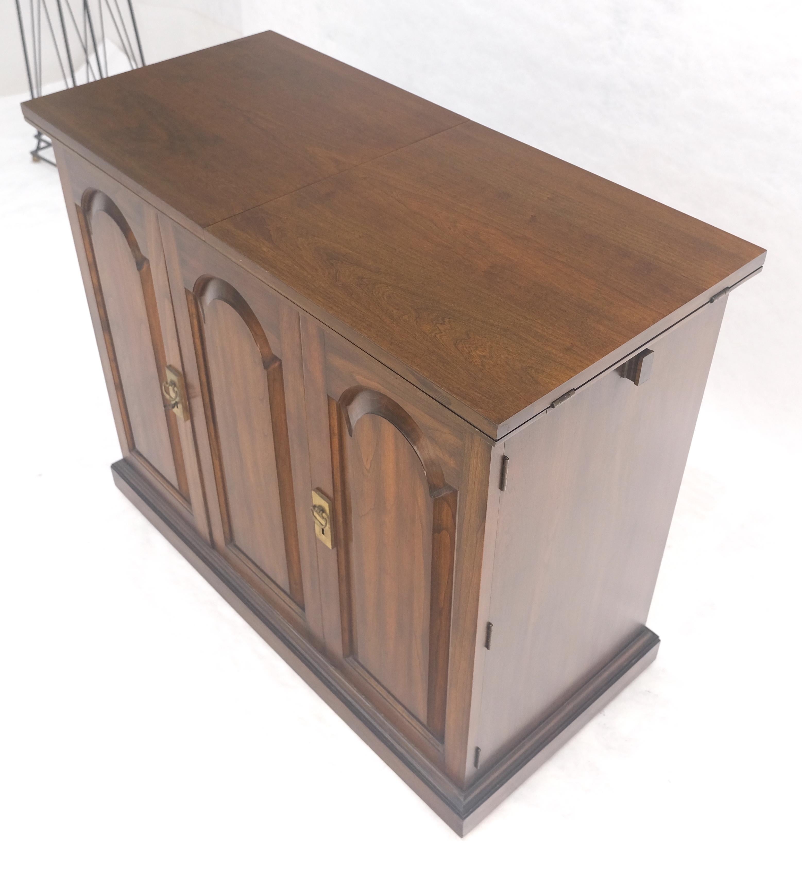 Solid Cherry Raised Panel Doors Liquor Bar Serving Flip Top Cabinet MINT For Sale 1