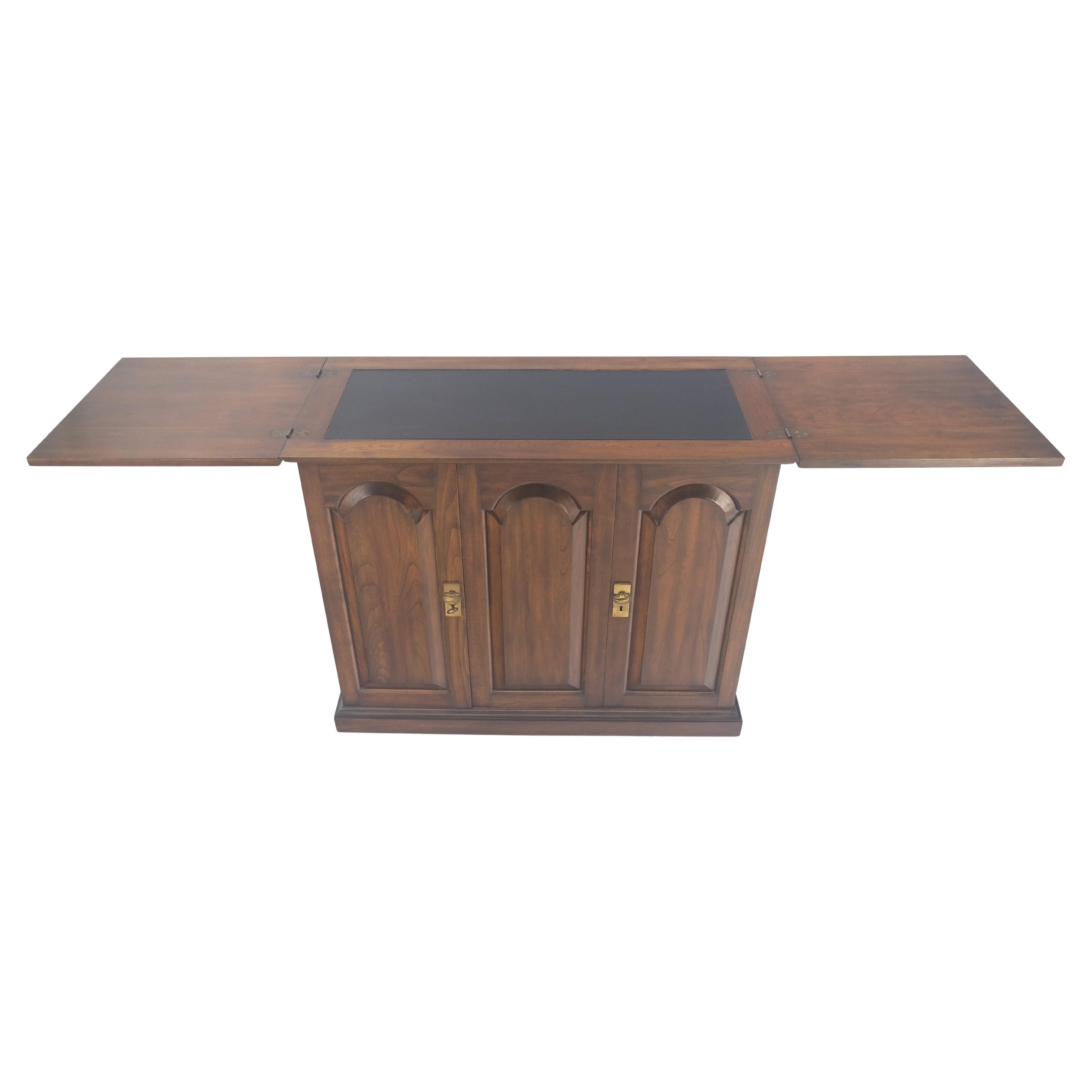 Solid Cherry Raised Panel Doors Liquor Bar Serving Flip Top Cabinet MINT For Sale