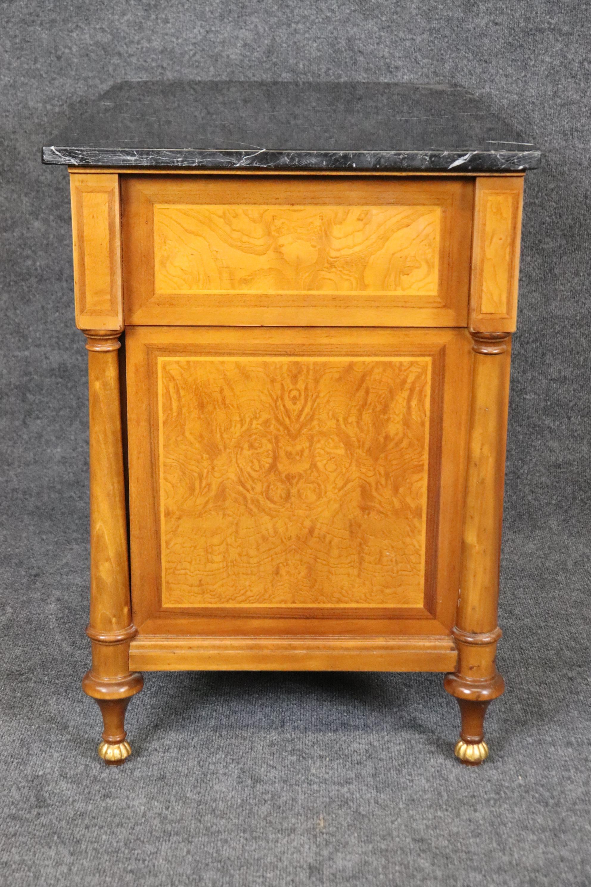 Italian Solid Cherry Signed Francesco Molon French Directoire Style Marble Nightstand For Sale
