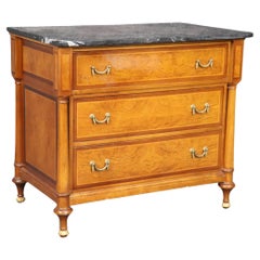 Used Solid Cherry Signed Francesco Molon French Directoire Style Marble Nightstand