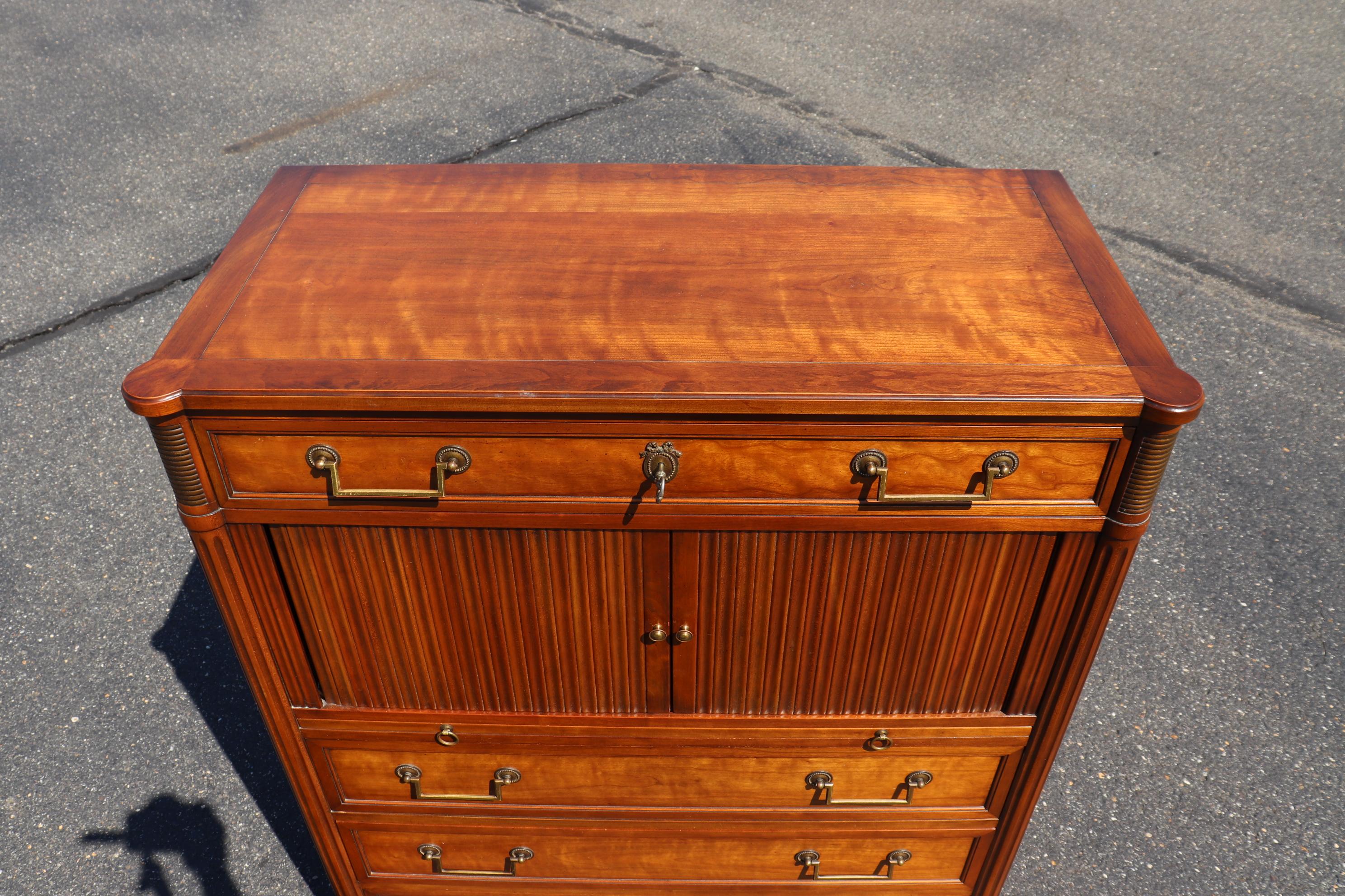 Solid Cherry Tambor Drawer Kindel Directoire Belvedere Tall Boy Dresser 4