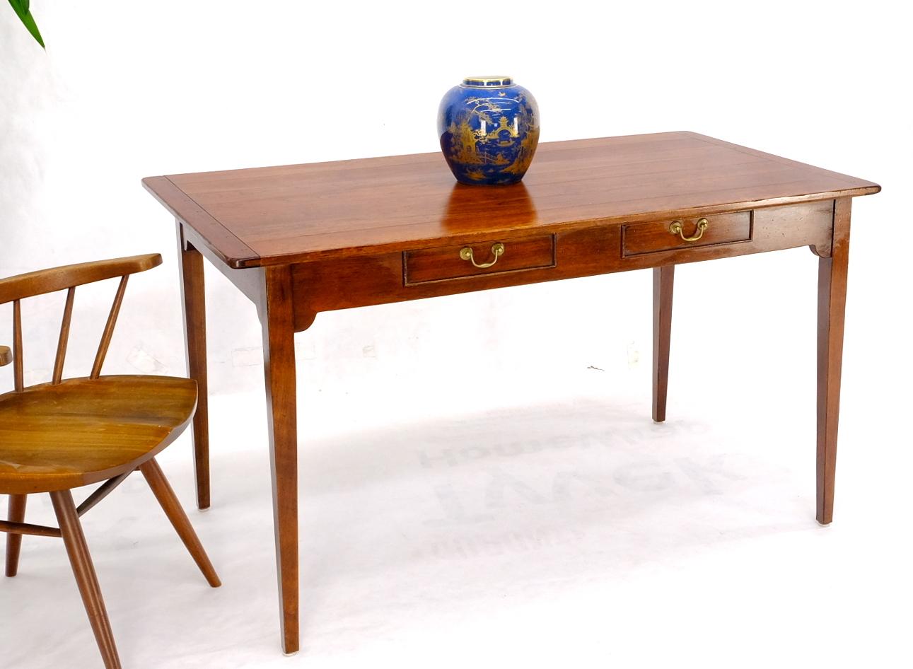 Brass Solid Cherry Two Drawers Writing Table Desk