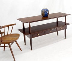 Ciliegio massiccio a due piani e tre cassetti Console Tavolo da divano Scaffale di stoccaggio  Cassetti