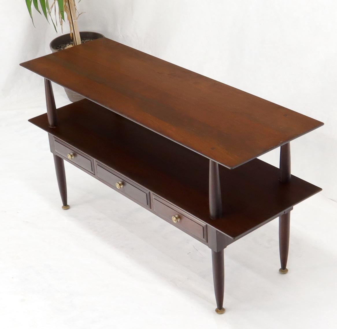 American Solid Cherry Two Tier Three Drawers Console Sofa Table Storage Shelf  Drawers For Sale