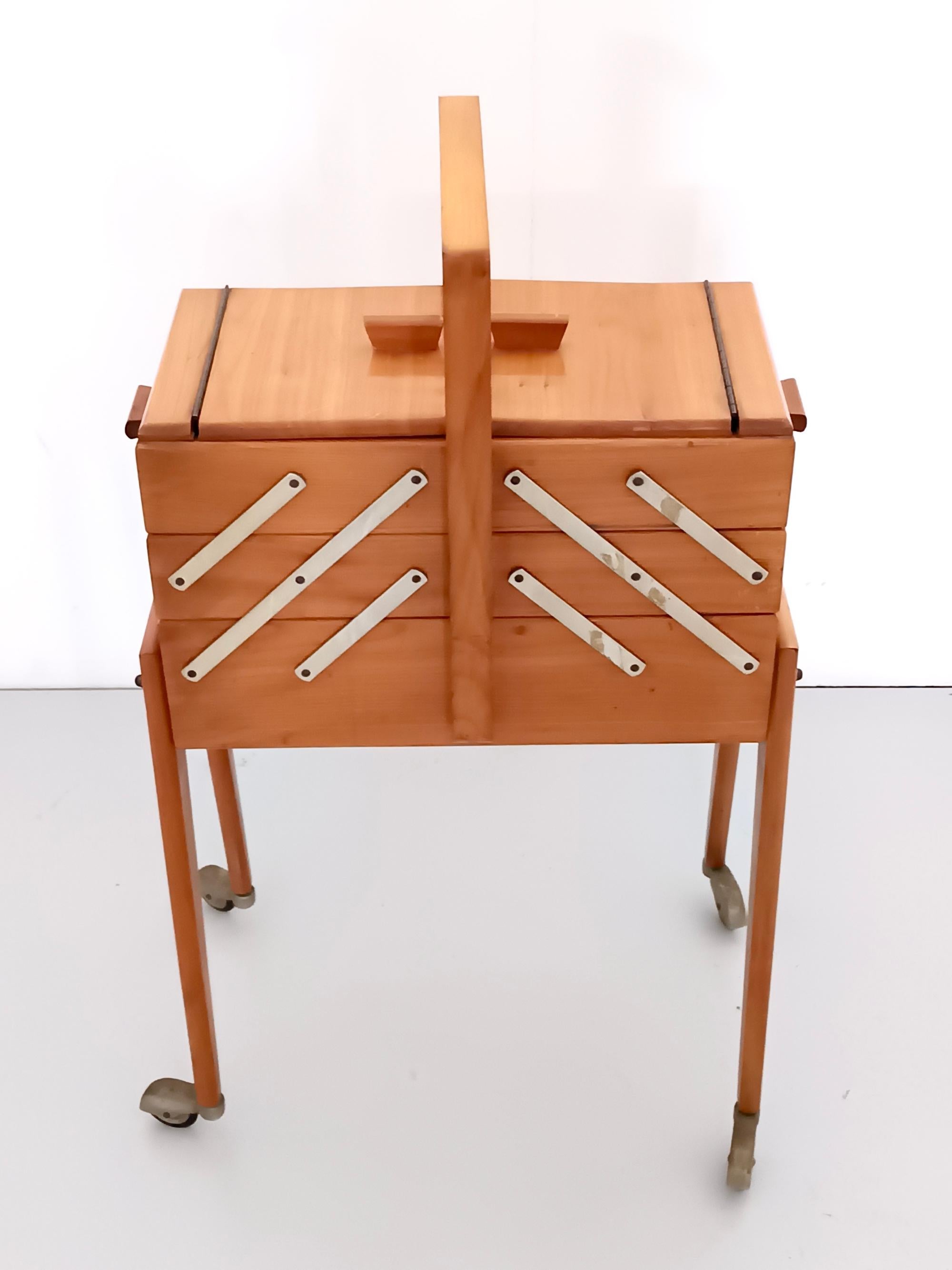 Italian Solid Cherrywood Standing Sewing Cabinet or Box, Italy