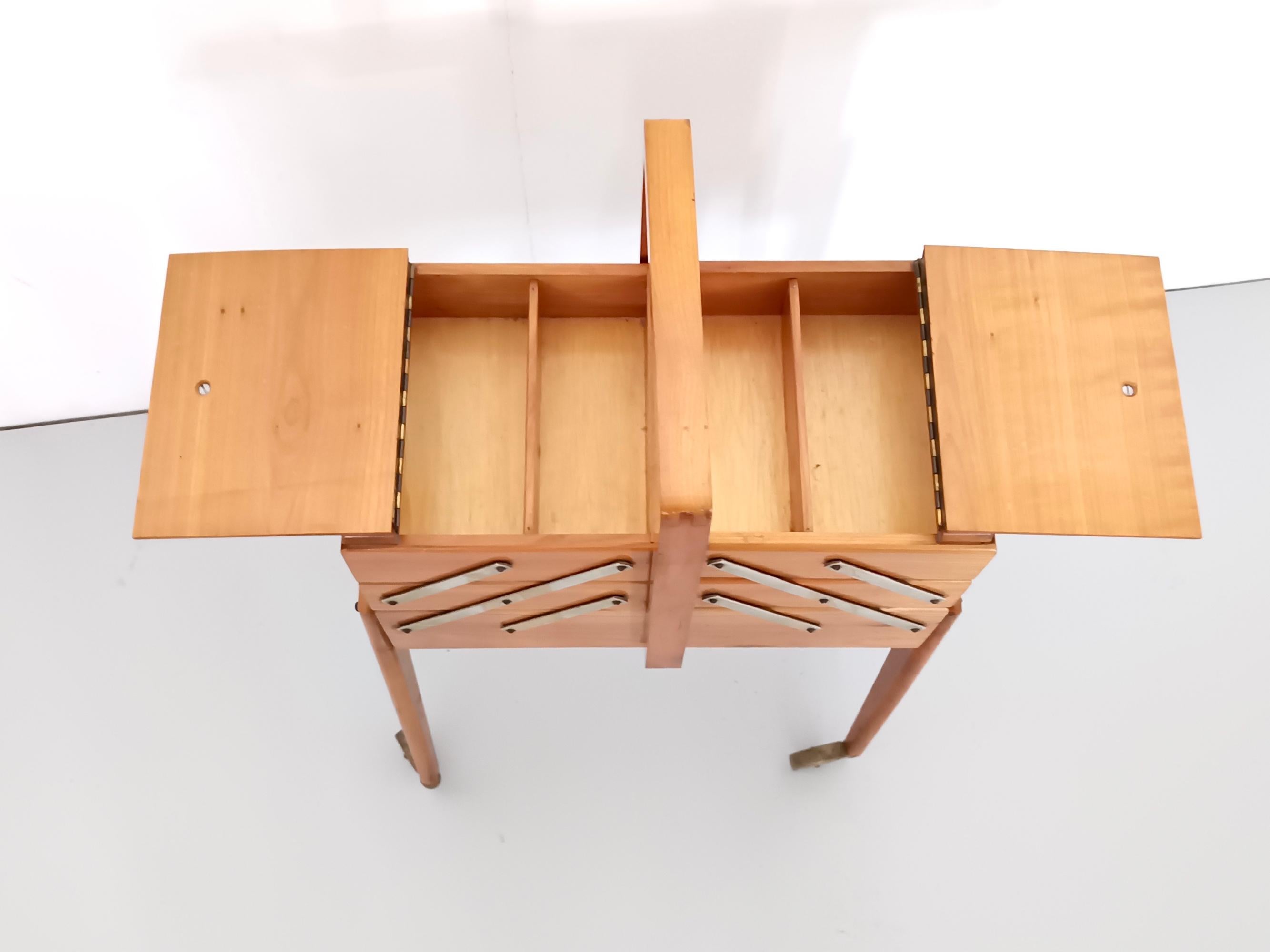 Solid Cherrywood Standing Sewing Cabinet or Box, Italy 1