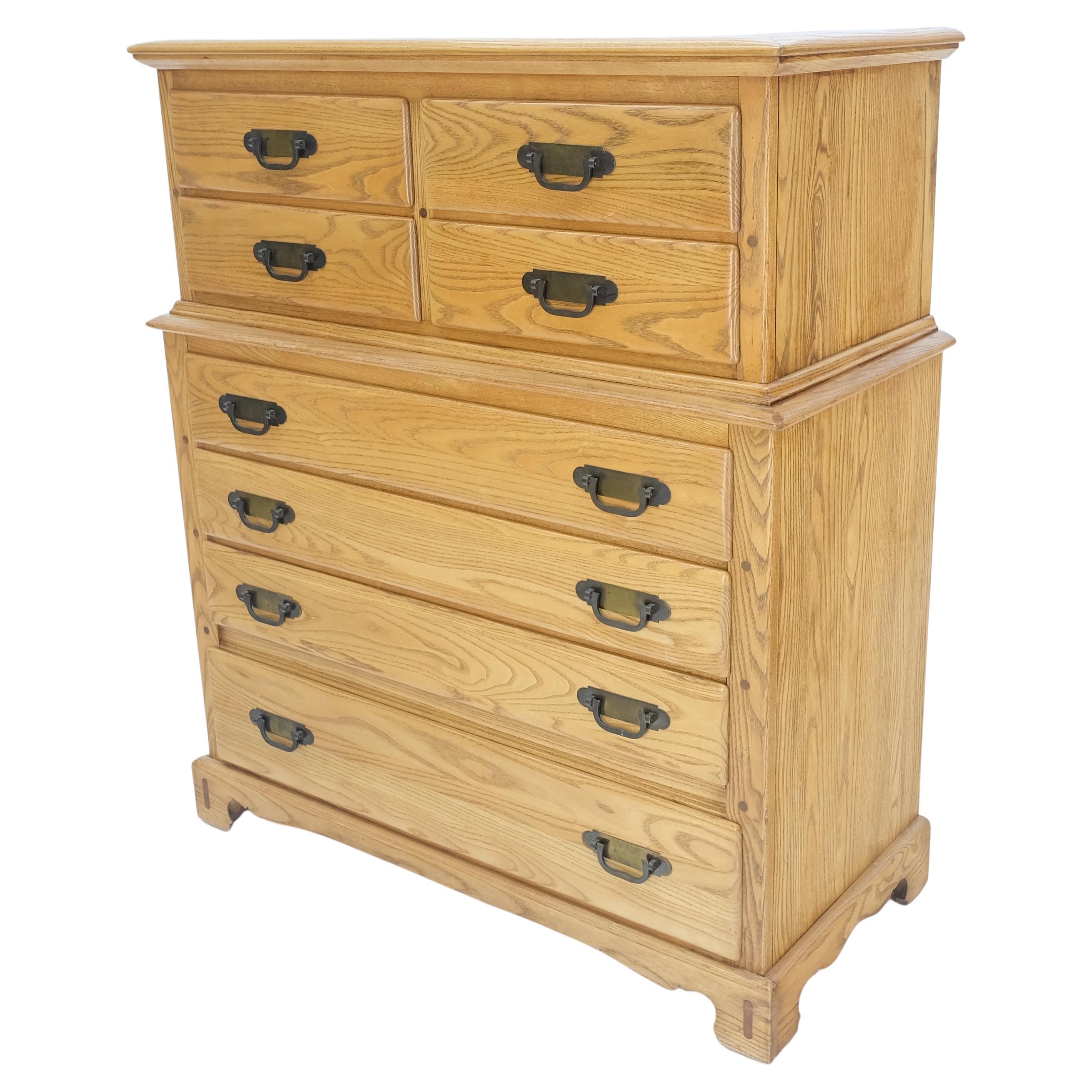 Lacquered Solid Chestnut 8 Drawers High Chest Dresser Phenomenal Craftsmanship MINT! For Sale