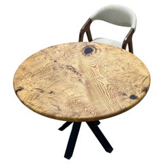 Solid Chestnut Wood Round Dining Table