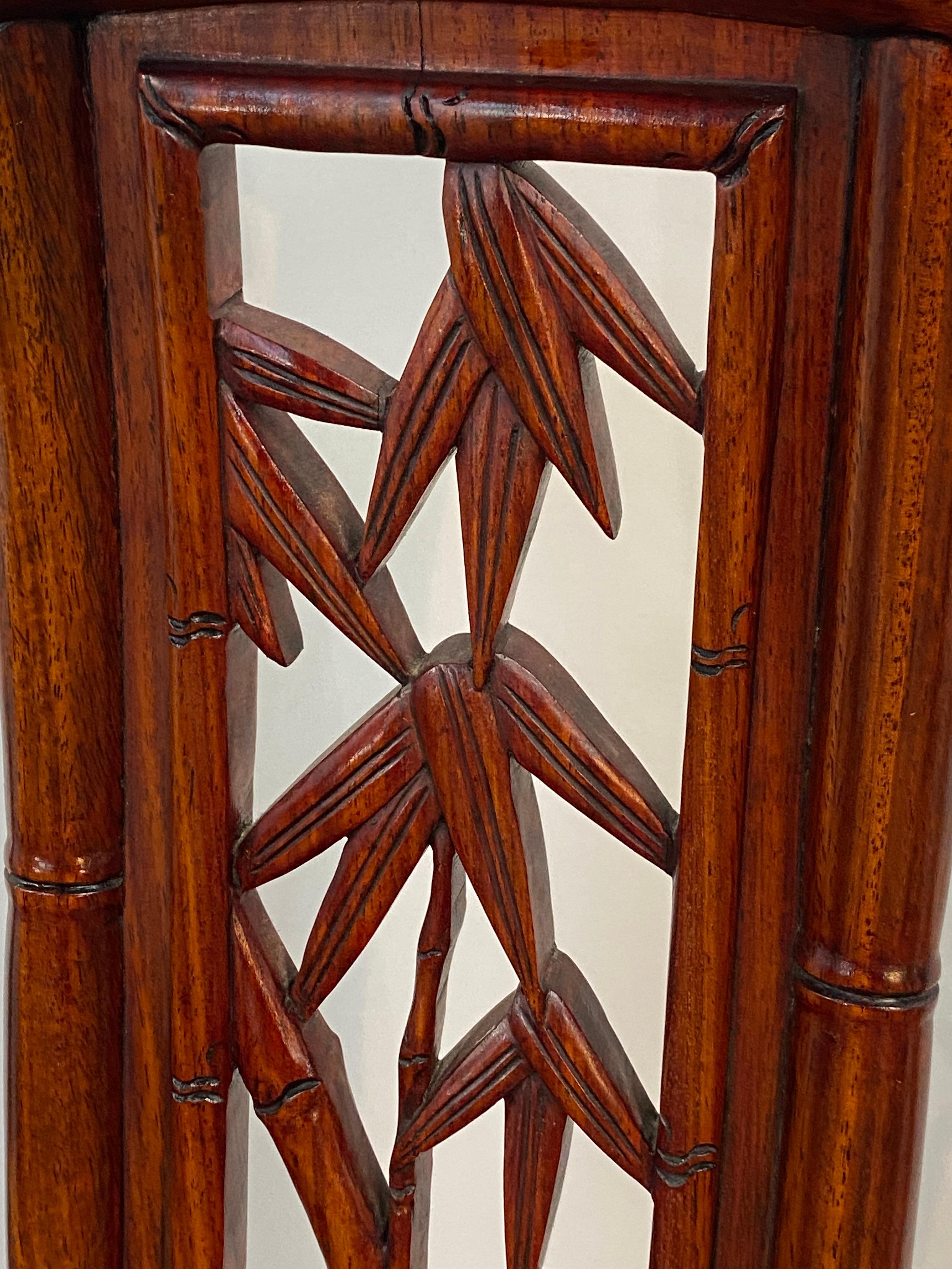 Solid Chinese Rosewood Faux Bamboo Dining Chairs, Set of Four en venta 4