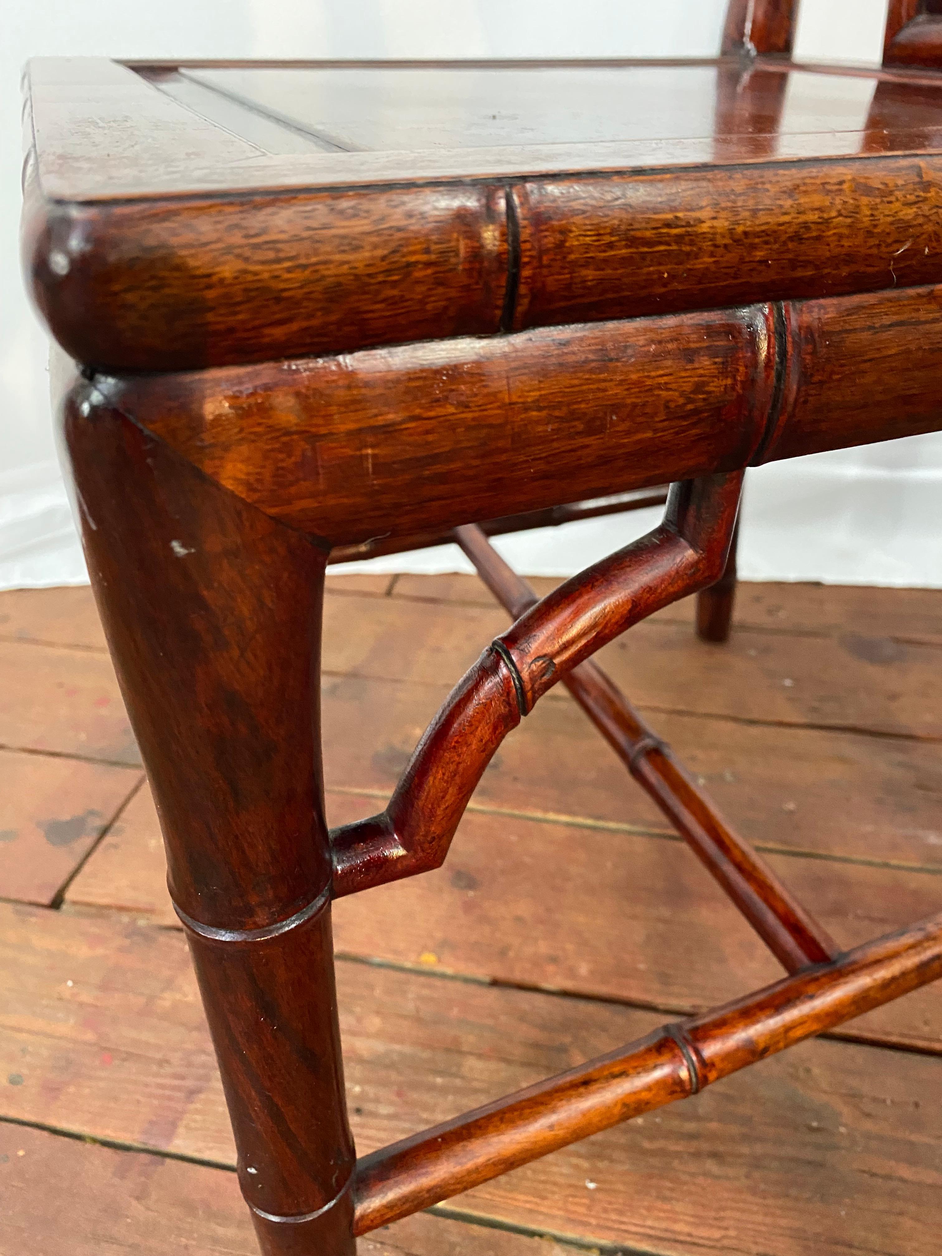 Solid Chinese Rosewood Faux Bamboo Dining Chairs, Set of Four en venta 7