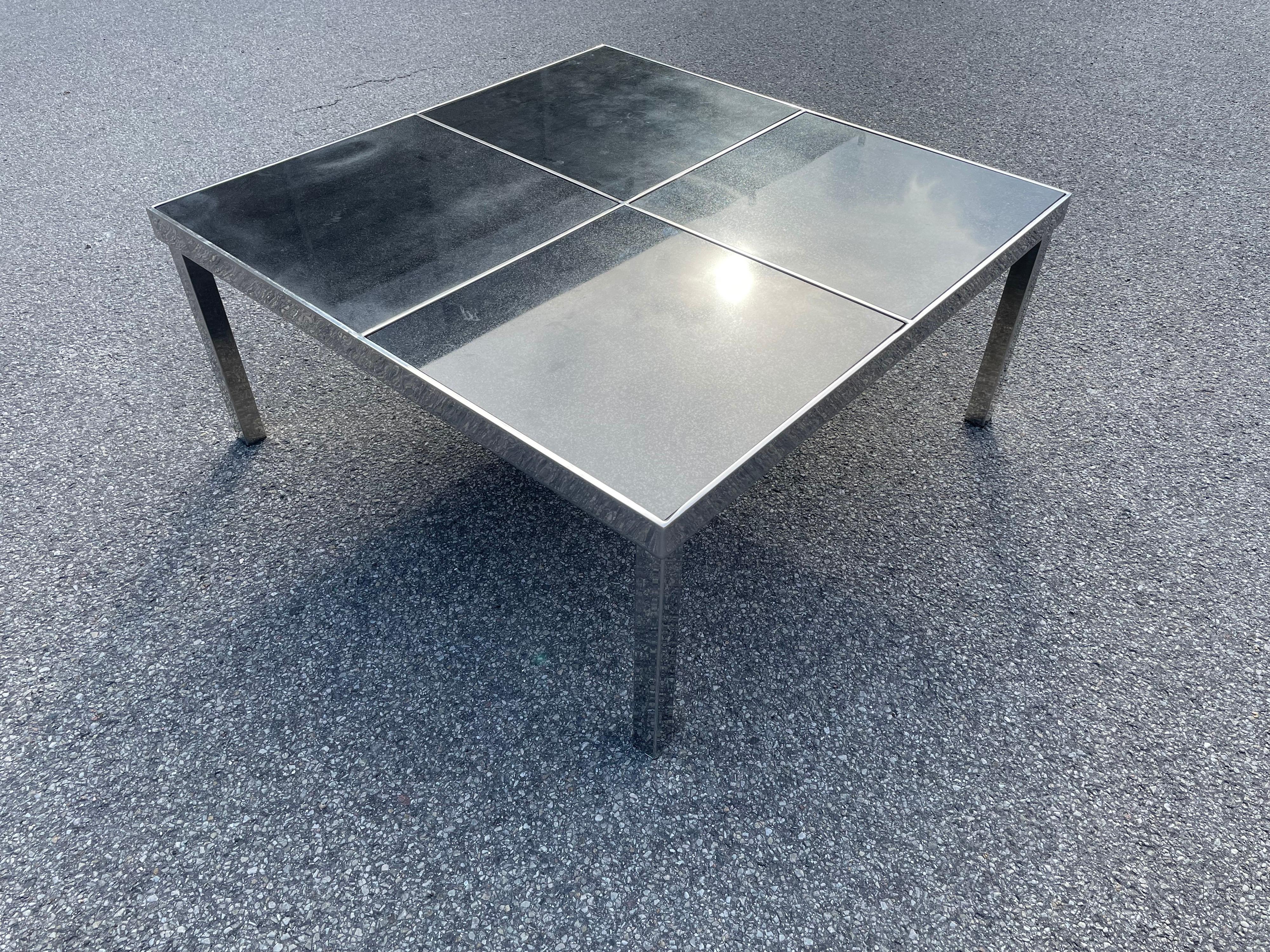Late 20th Century Solid Chrome and Stone Table For Sale