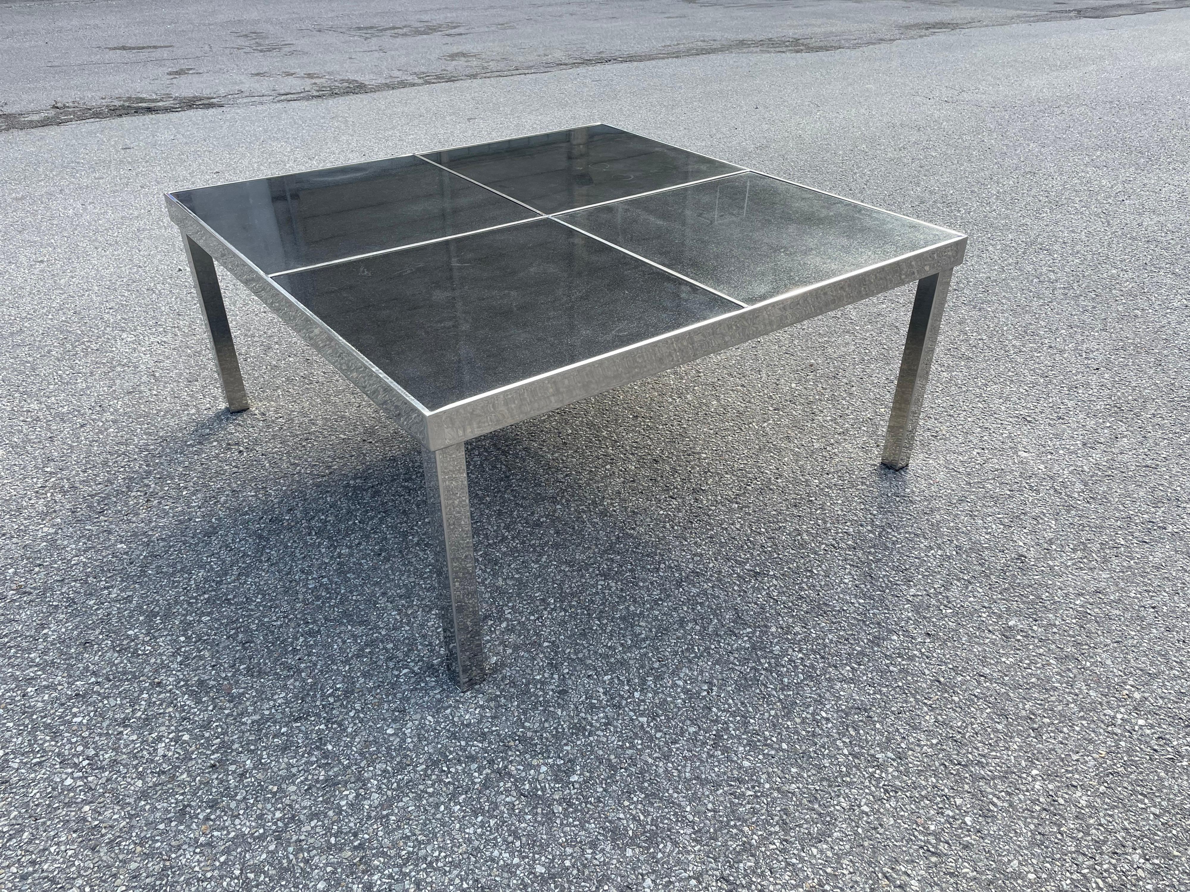Granite Solid Chrome and Stone Table For Sale
