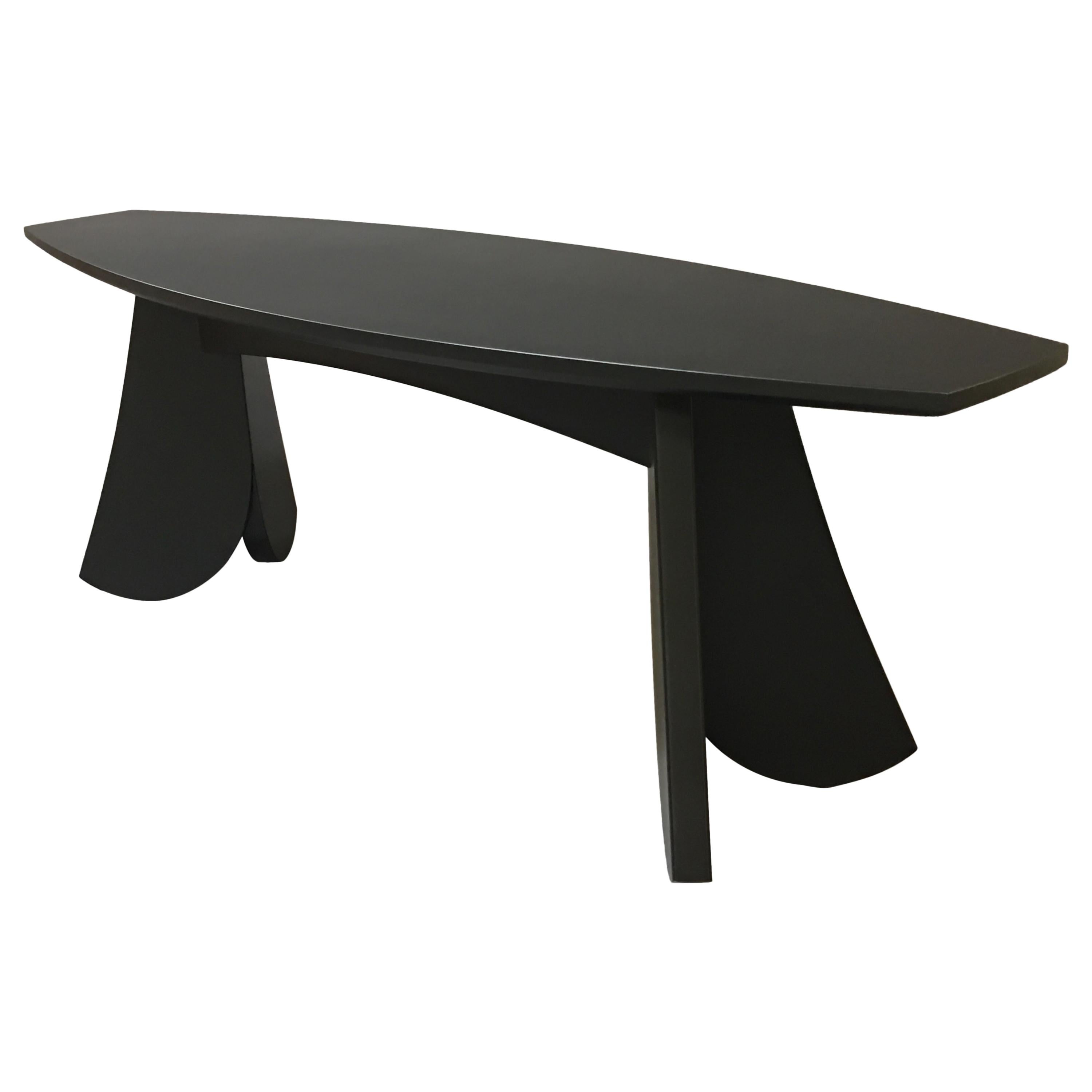 Contemporary Solid Hardwood Table or Bench with Opaque Blackened Finish For Sale