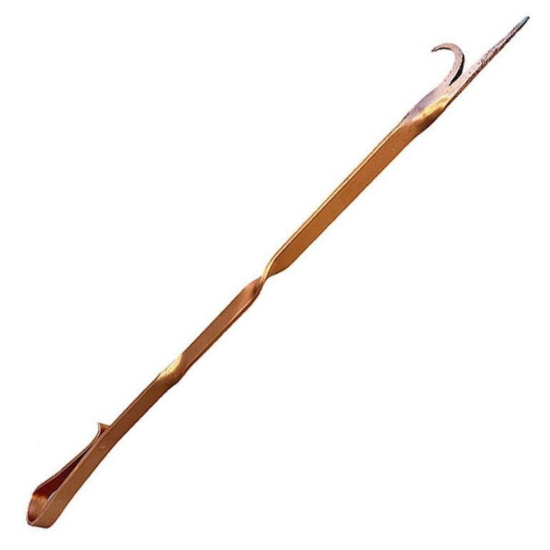 Cuivre Tisonnier et pince en cuivre massif Art déco pour cheminée Outils en vente