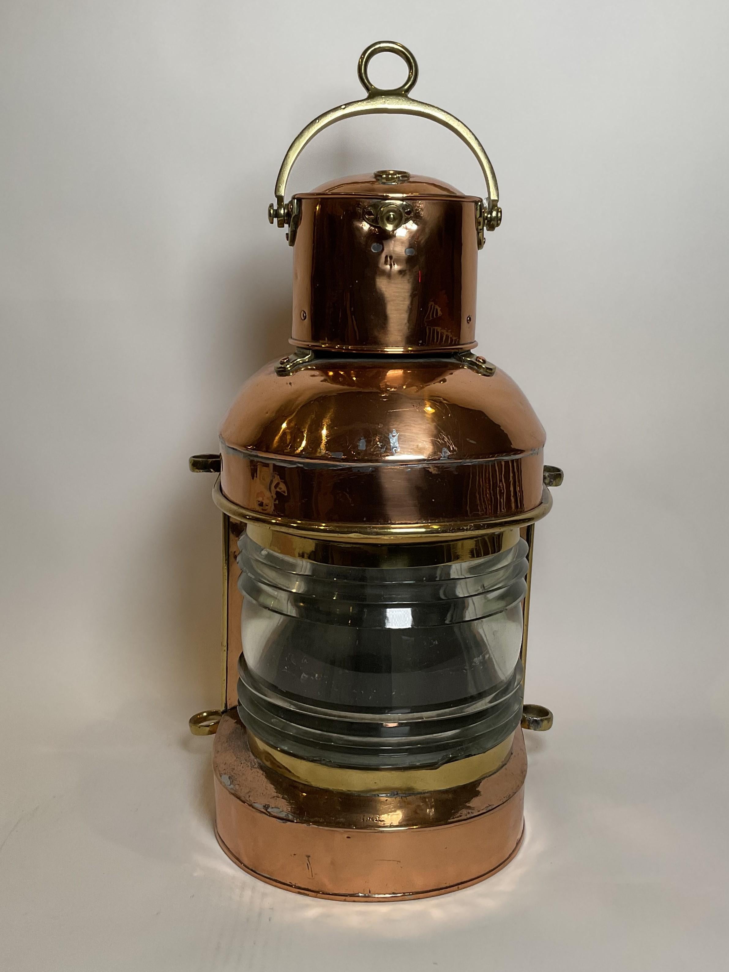 Solid Copper French Ships Lantern In Good Condition For Sale In Norwell, MA