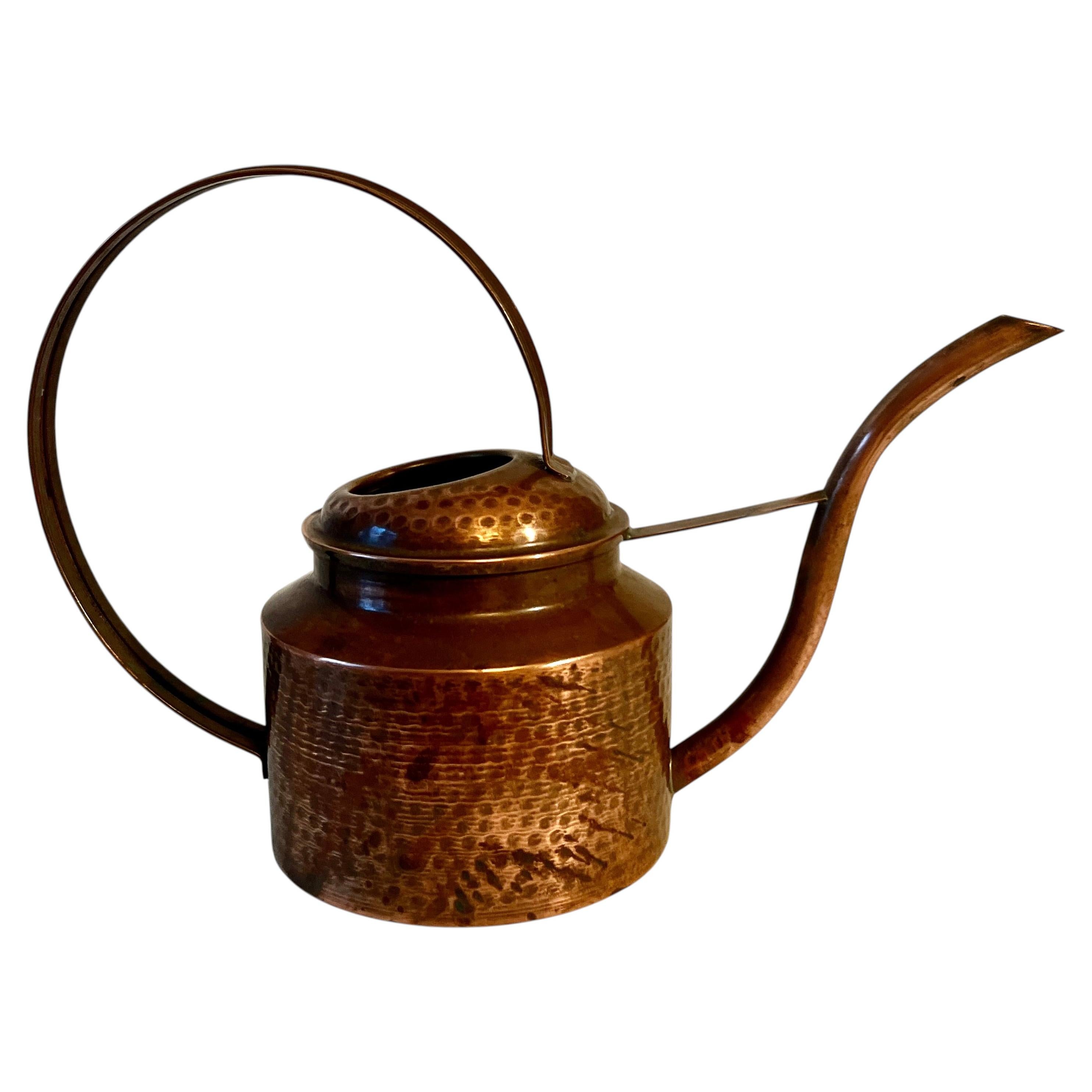 Solid Copper Hammered Watering Can For Sale