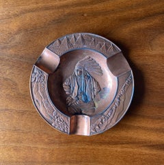Solid Copper Native American Ashtray, United States, Circa 1950